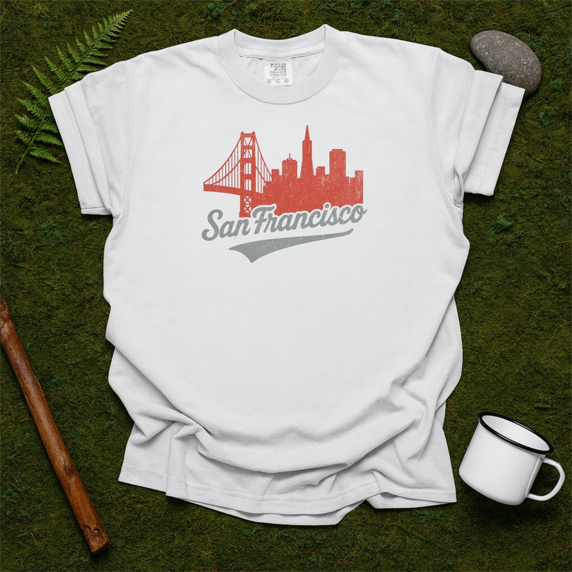 San Francisco Skyline with Retro Swoosh Comfort Colors Souvenir T-Shirt
