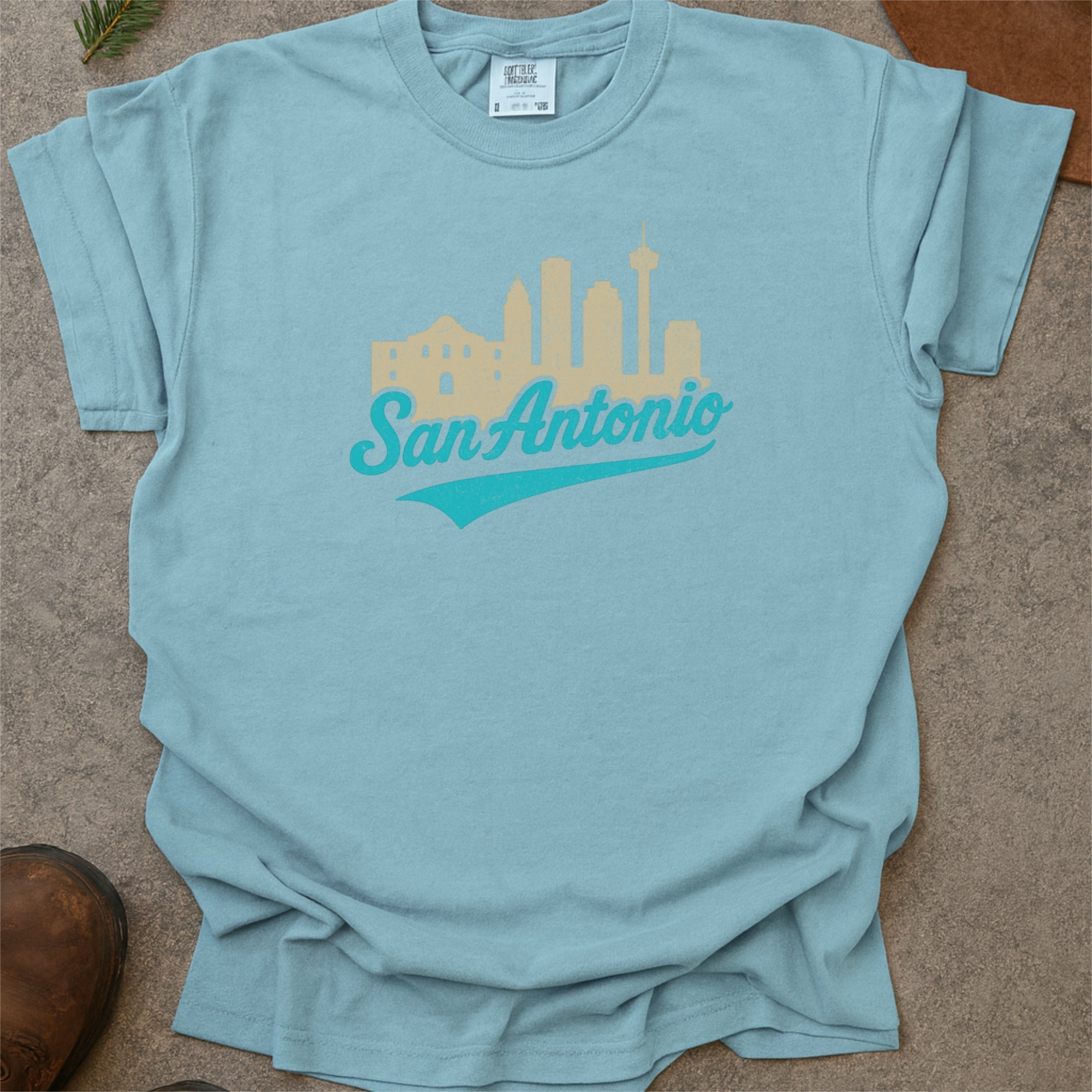 San Antonio Skyline with Retro Swoosh Comfort Colors Souvenir T-Shirt