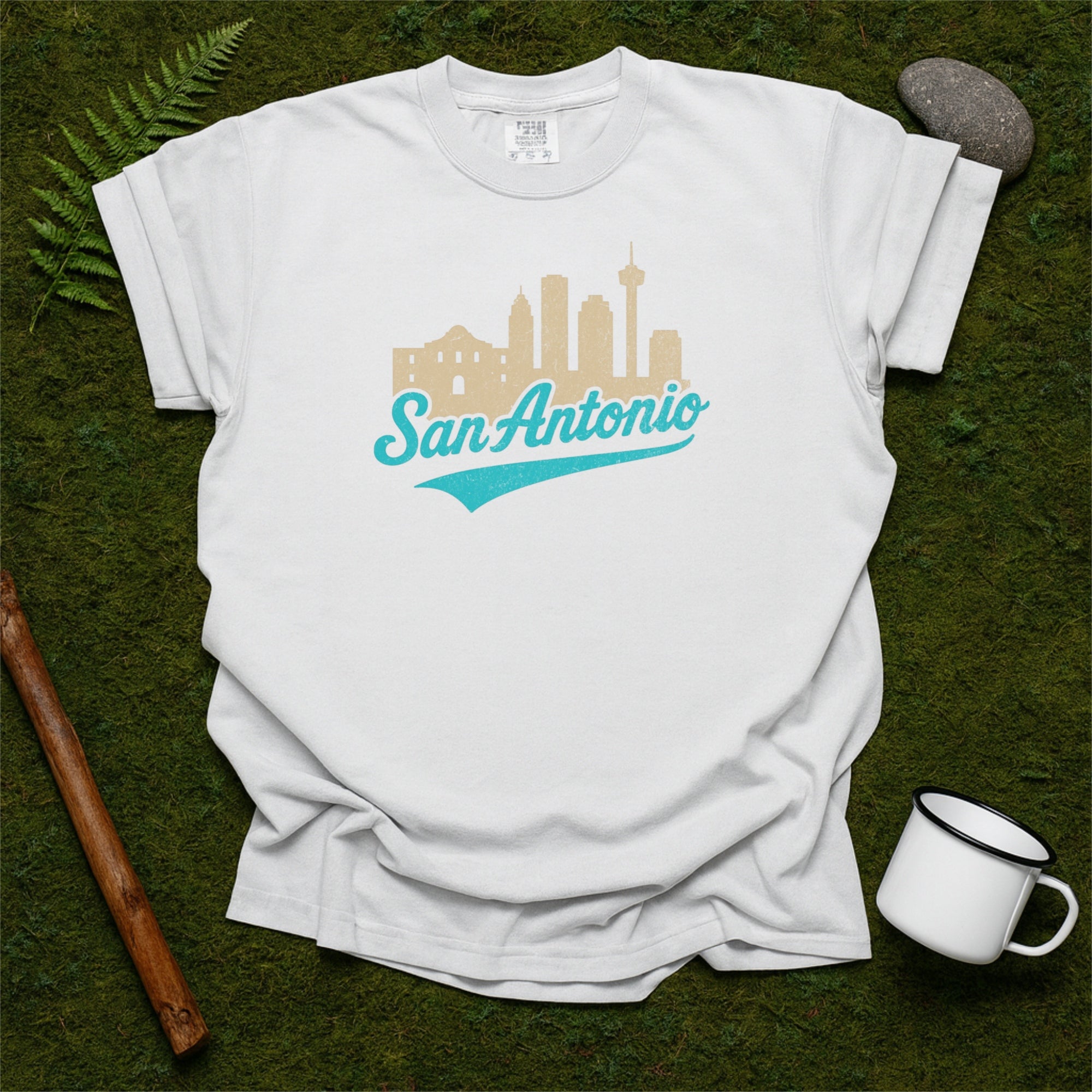 San Antonio Skyline with Retro Swoosh Comfort Colors Souvenir T-Shirt