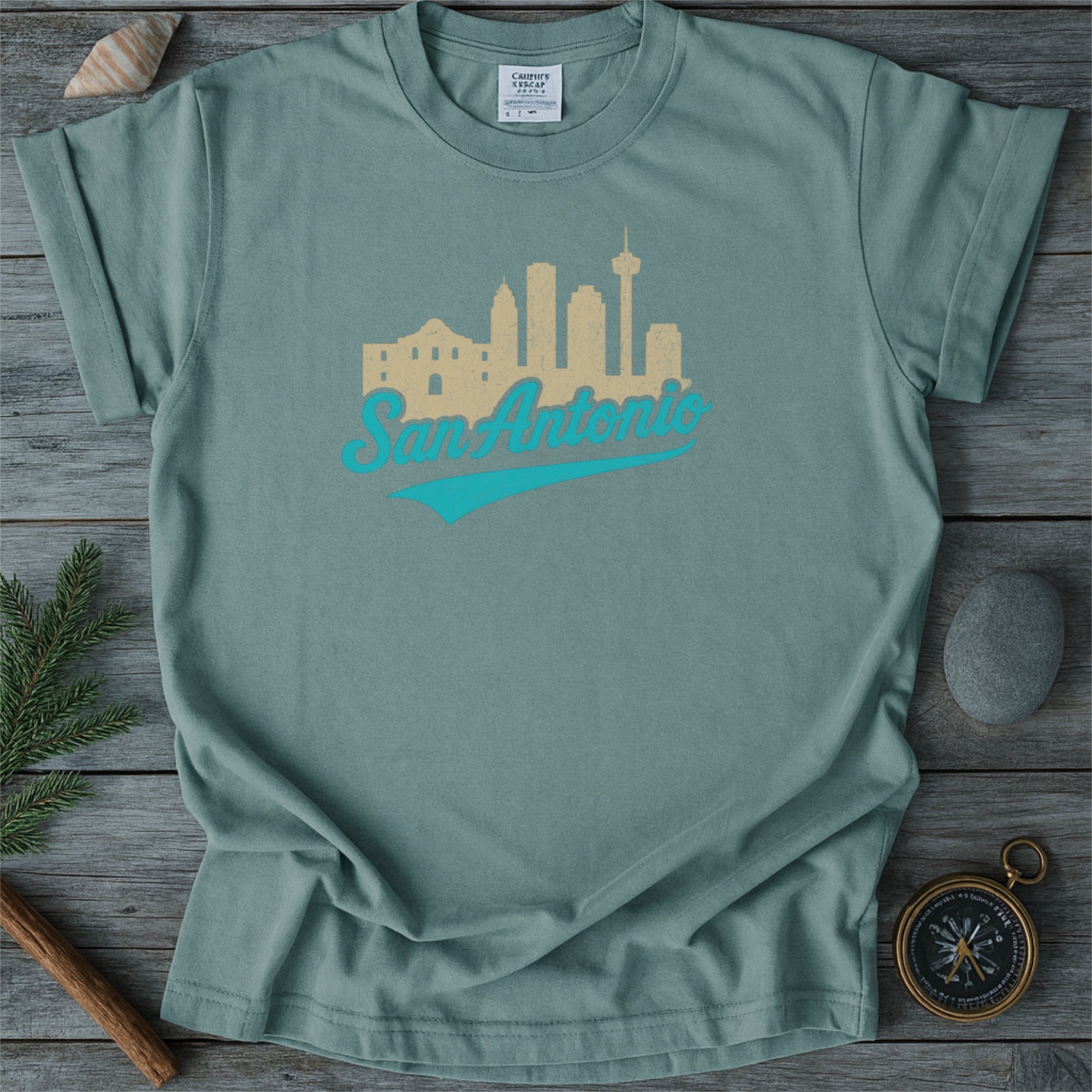 San Antonio Skyline with Retro Swoosh Comfort Colors Souvenir T-Shirt