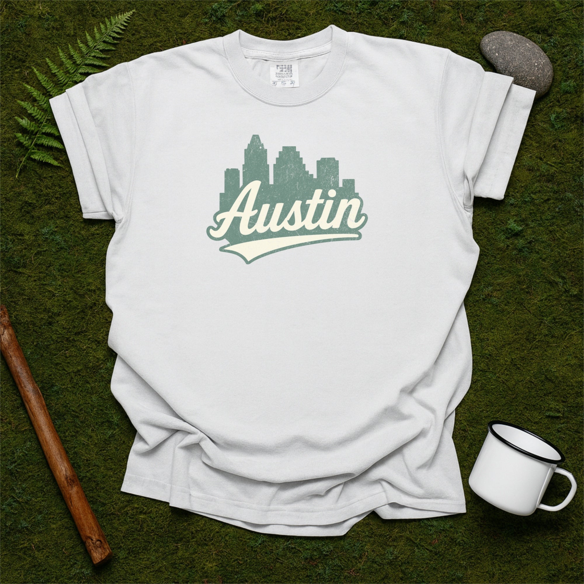 Austin Texas Skyline with Retro Swoosh Comfort Colors Souvenir T-Shirt
