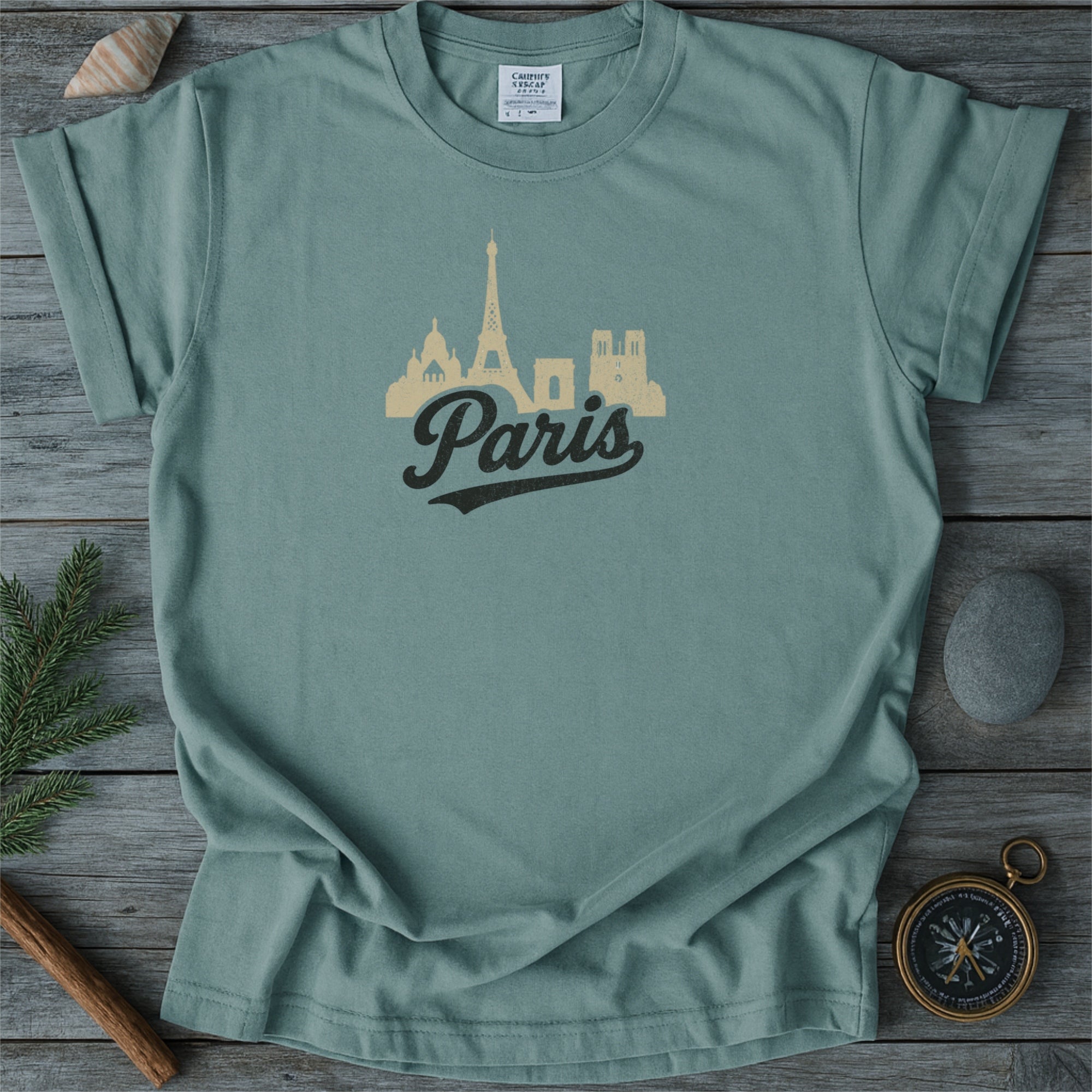 Paris France Skyline with Retro Swoosh Comfort Colors Souvenir T-Shirt