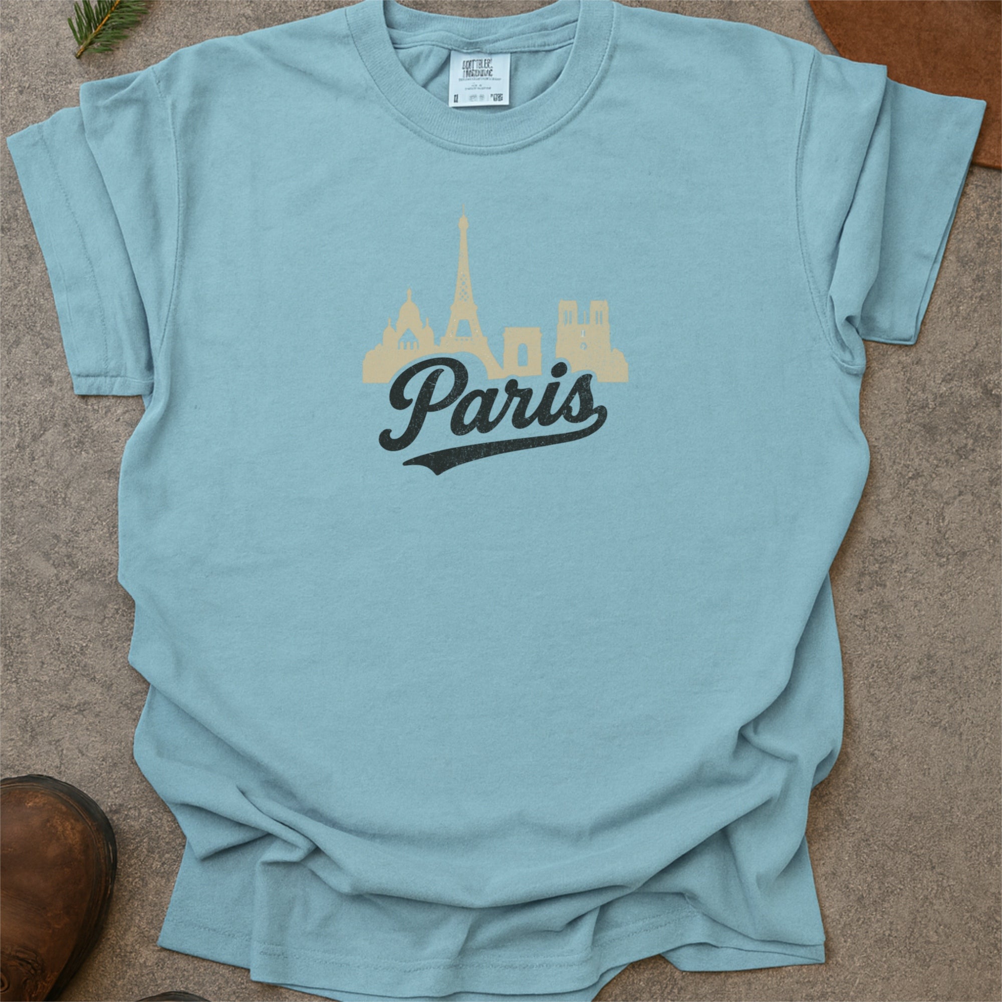 Paris France Skyline with Retro Swoosh Comfort Colors Souvenir T-Shirt