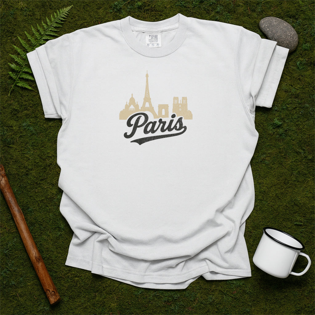 Paris France Skyline with Retro Swoosh Comfort Colors Souvenir T-Shirt