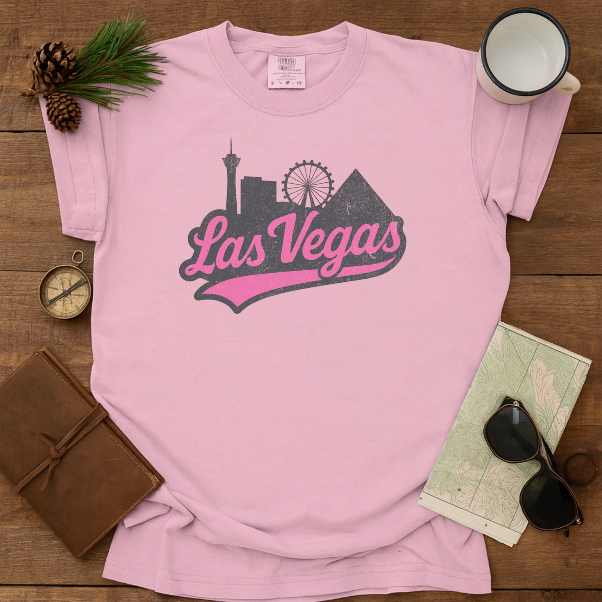Las Vegas Skyline with Retro Swoosh Comfort Colors Souvenir T-Shirt