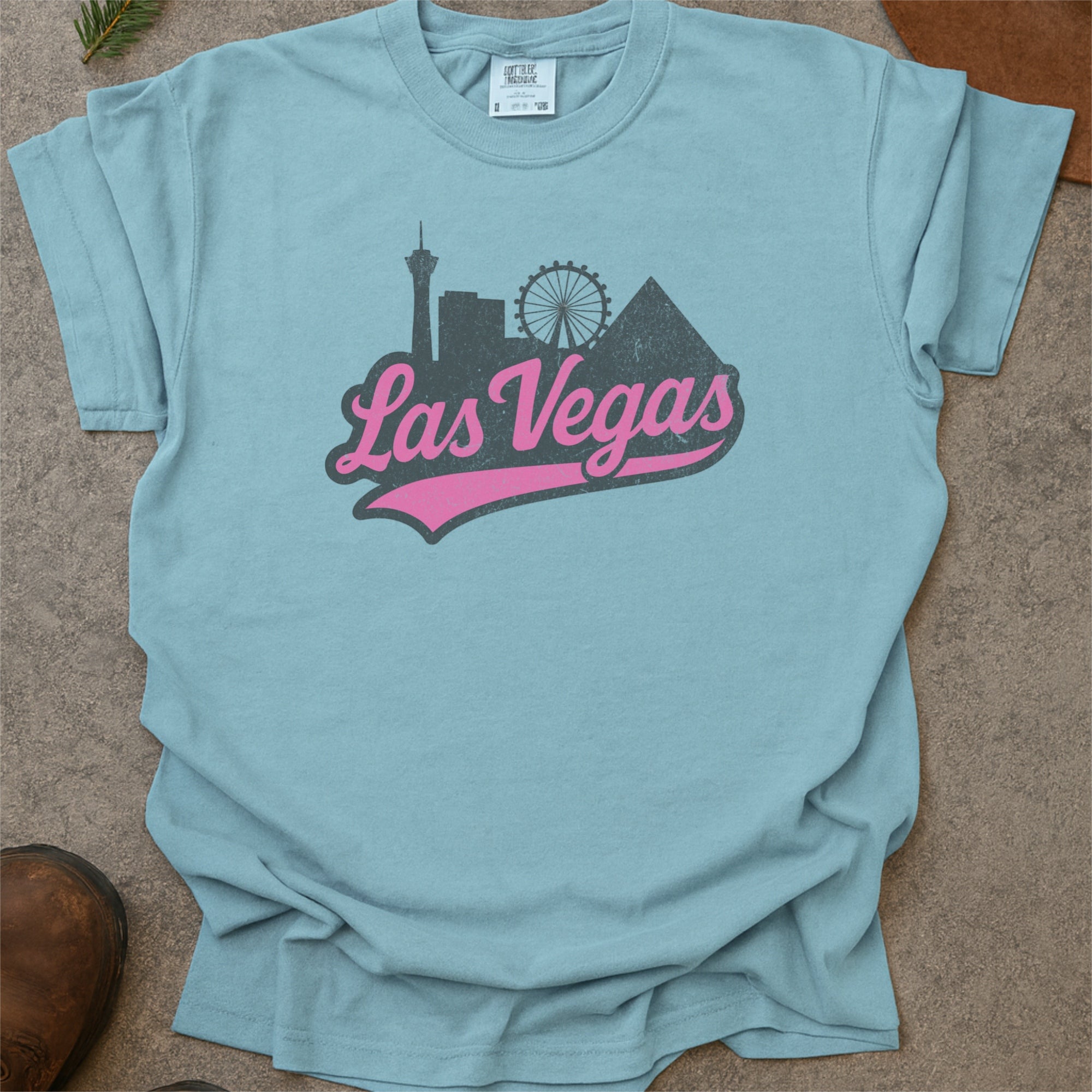 Las Vegas Skyline with Retro Swoosh Comfort Colors Souvenir T-Shirt