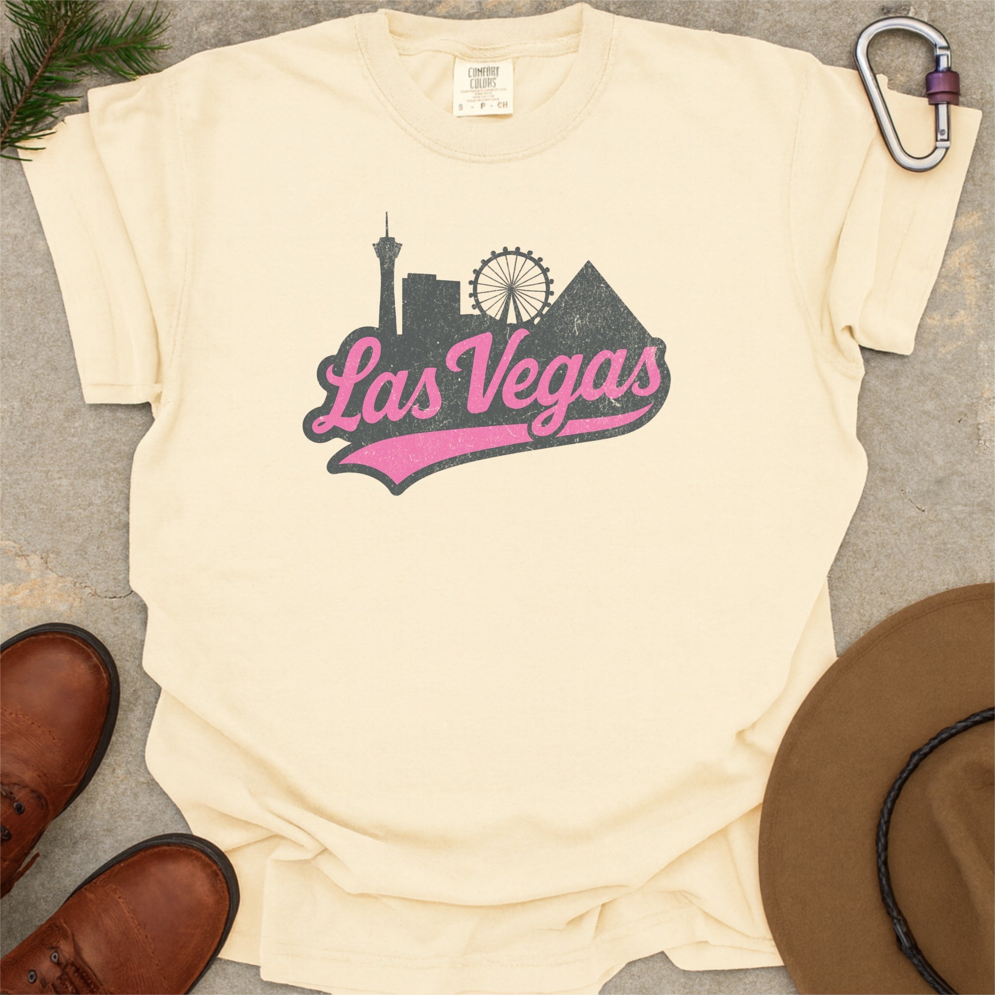 Las Vegas Skyline with Retro Swoosh Comfort Colors Souvenir T-Shirt
