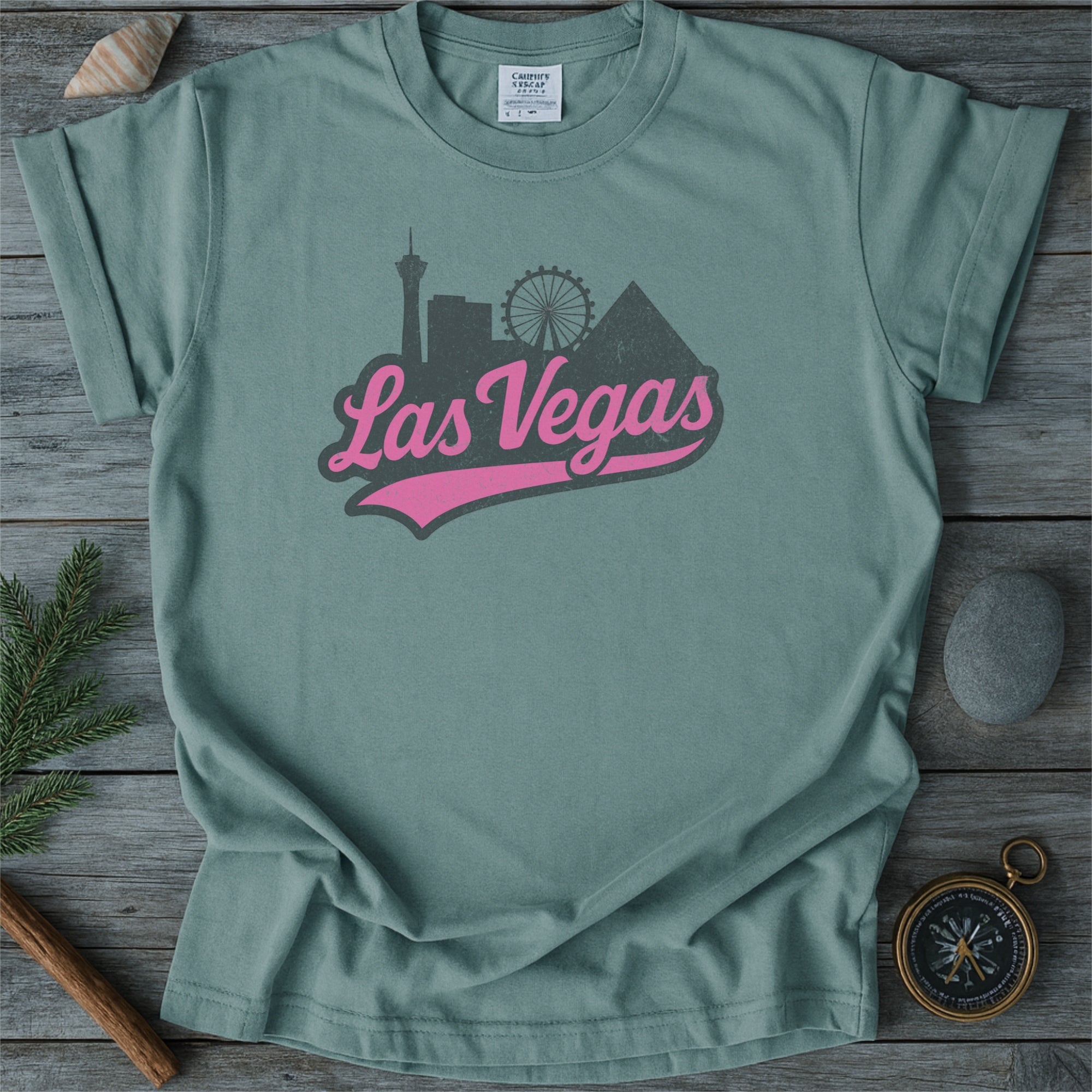 Las Vegas Skyline with Retro Swoosh Comfort Colors Souvenir T-Shirt