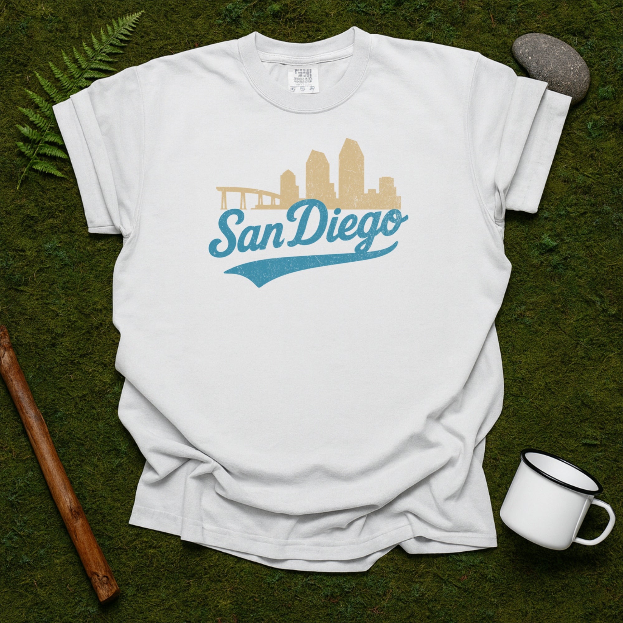 San Diego Skyline with Retro Swoosh Comfort Colors Souvenir T-Shirt