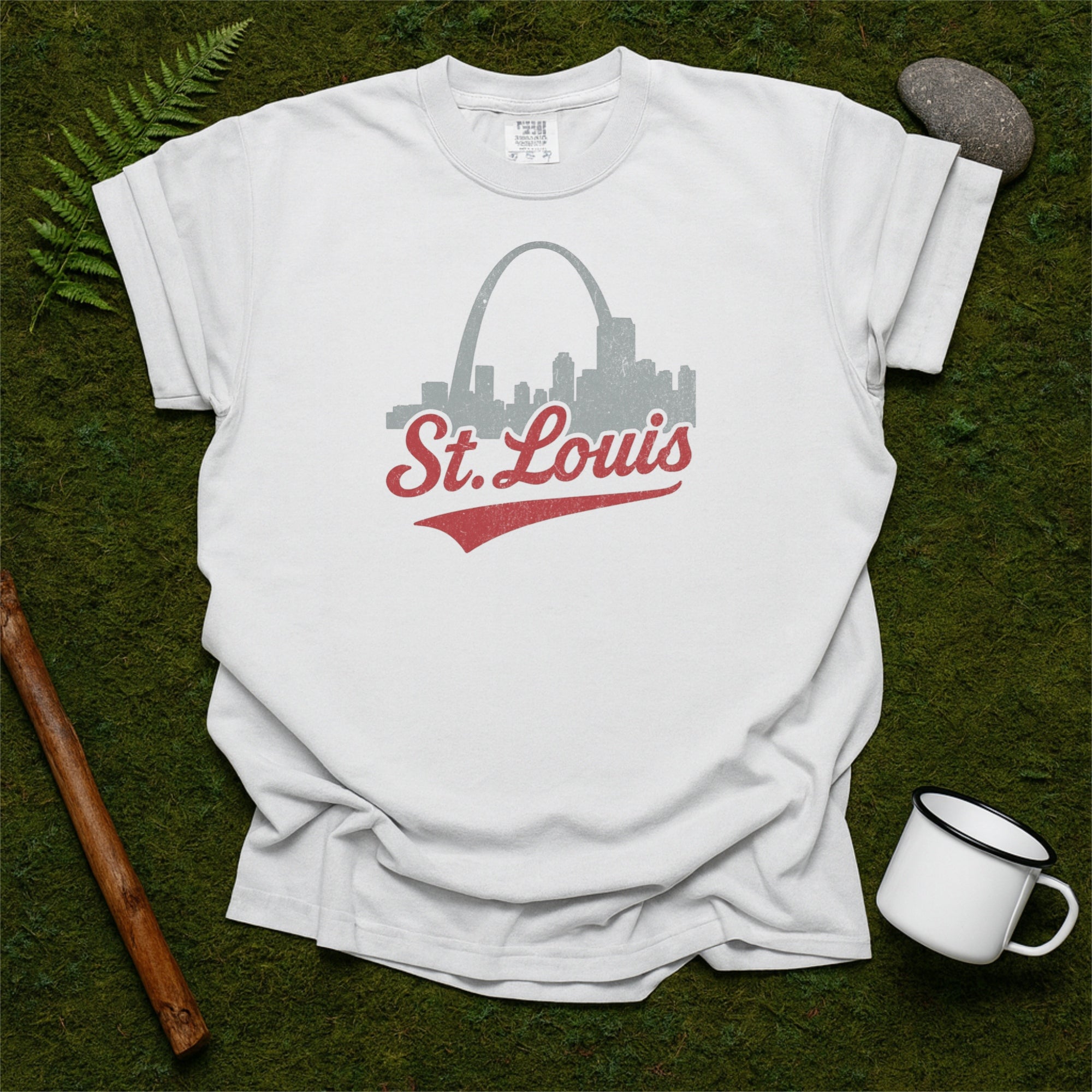 St Louis Skyline with Retro Swoosh Comfort Colors Souvenir T-Shirt