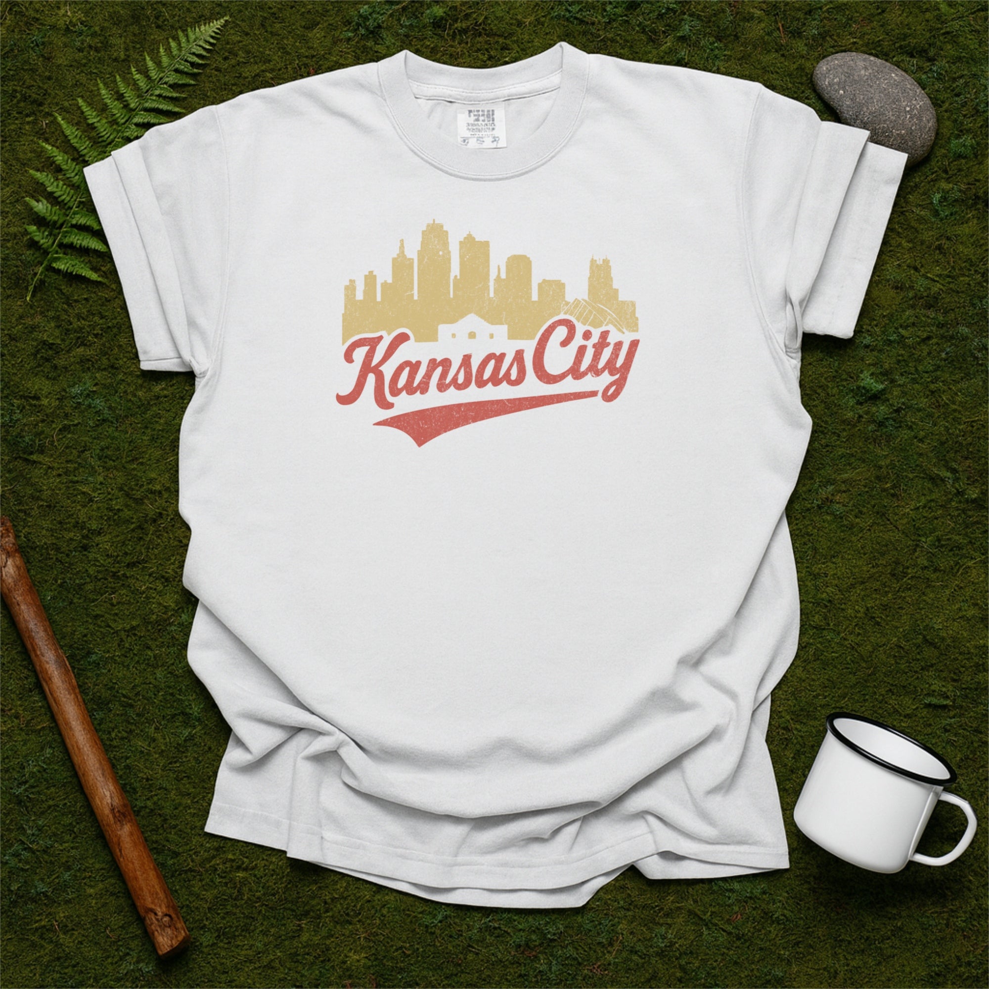 Kansas City Skyline with Retro Swoosh Comfort Colors Souvenir T-Shirt