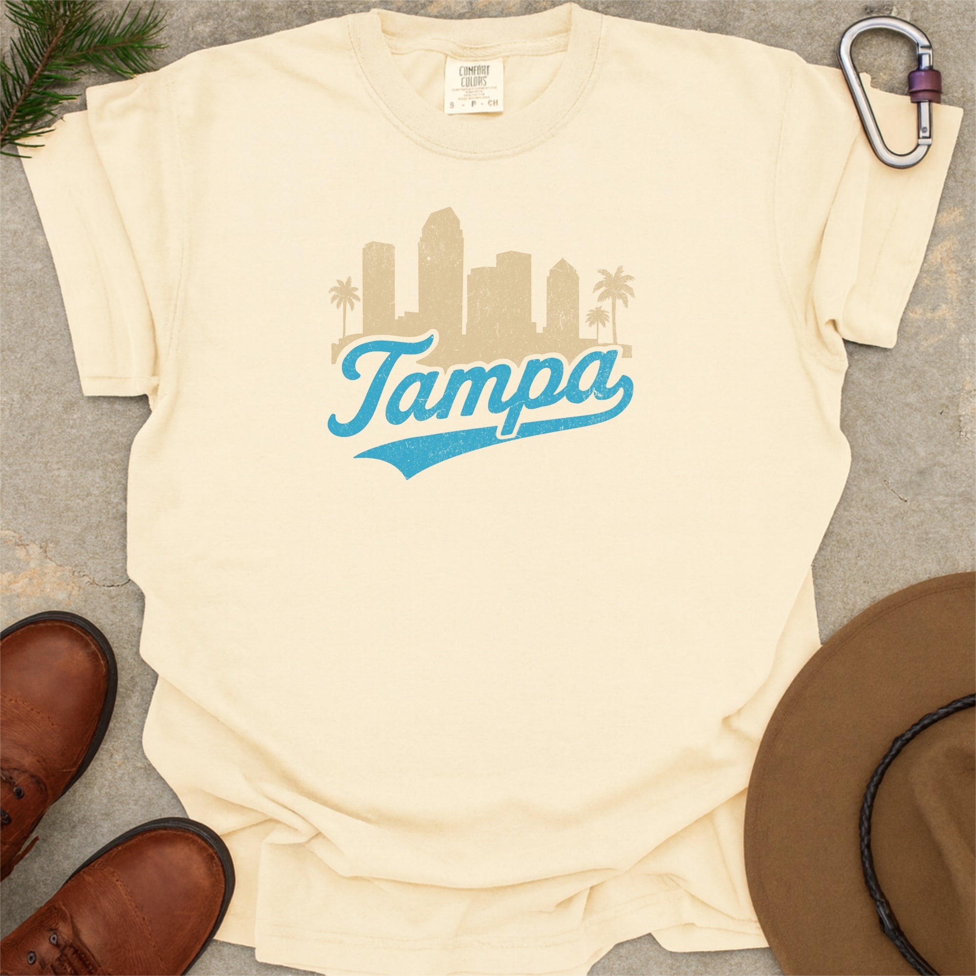Tampa Florida Skyline with Retro Swoosh Comfort Colors Souvenir T-Shirt