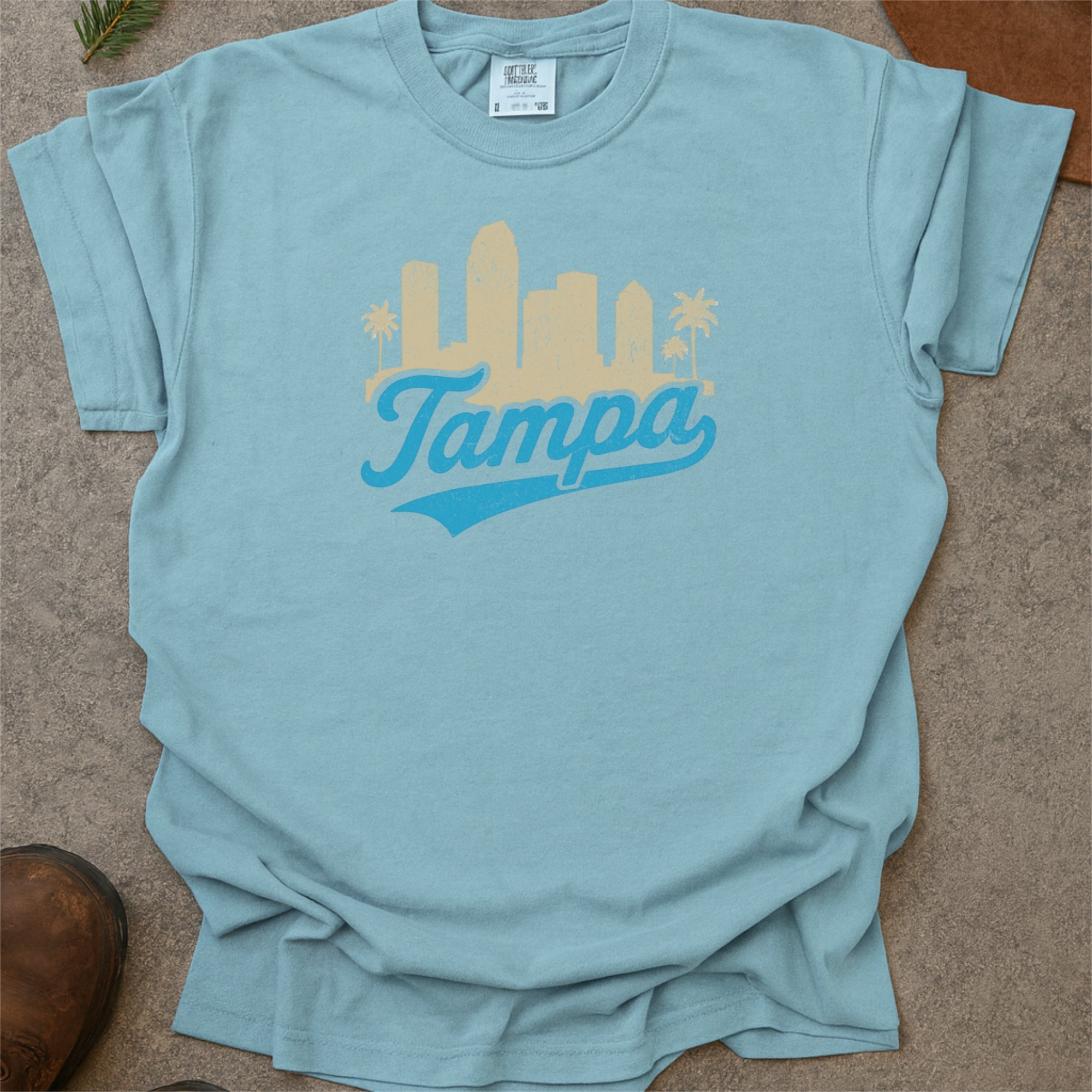 Tampa Florida Skyline with Retro Swoosh Comfort Colors Souvenir T-Shirt