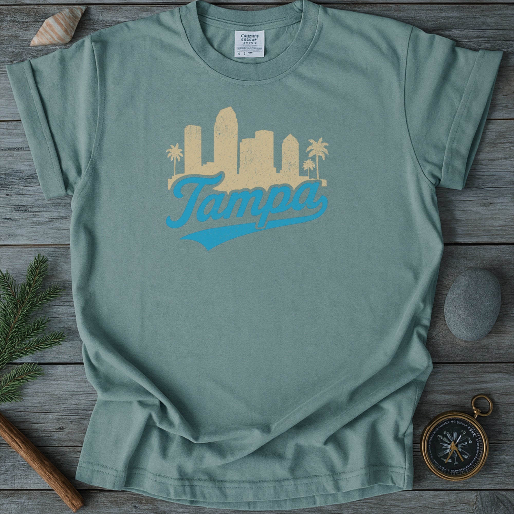 Tampa Florida Skyline with Retro Swoosh Comfort Colors Souvenir T-Shirt