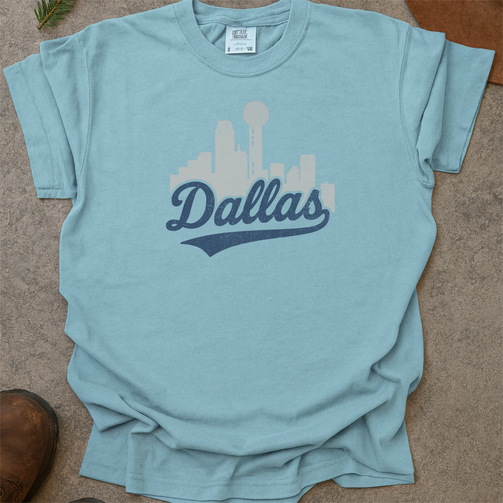 Dallas Texas Skyline with Retro Swoosh Comfort Colors Souvenir T-Shirt