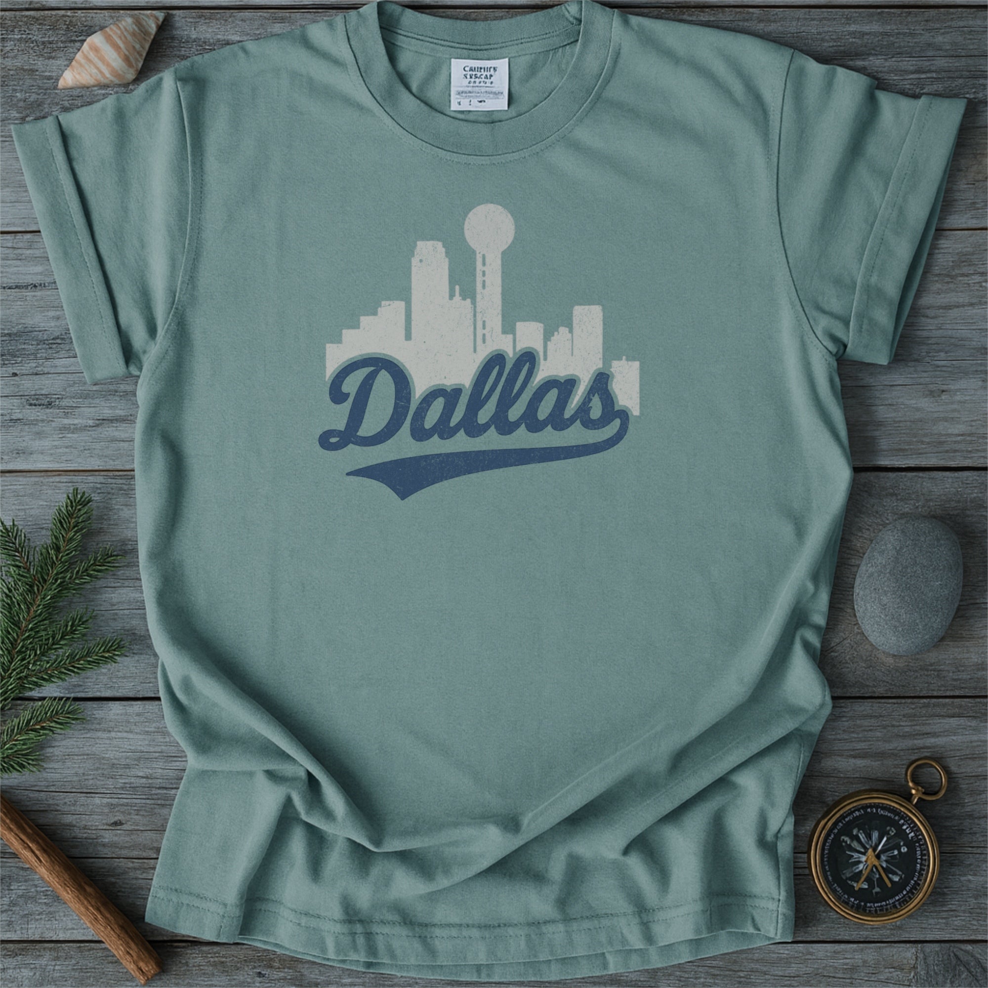 Dallas Texas Skyline with Retro Swoosh Comfort Colors Souvenir T-Shirt