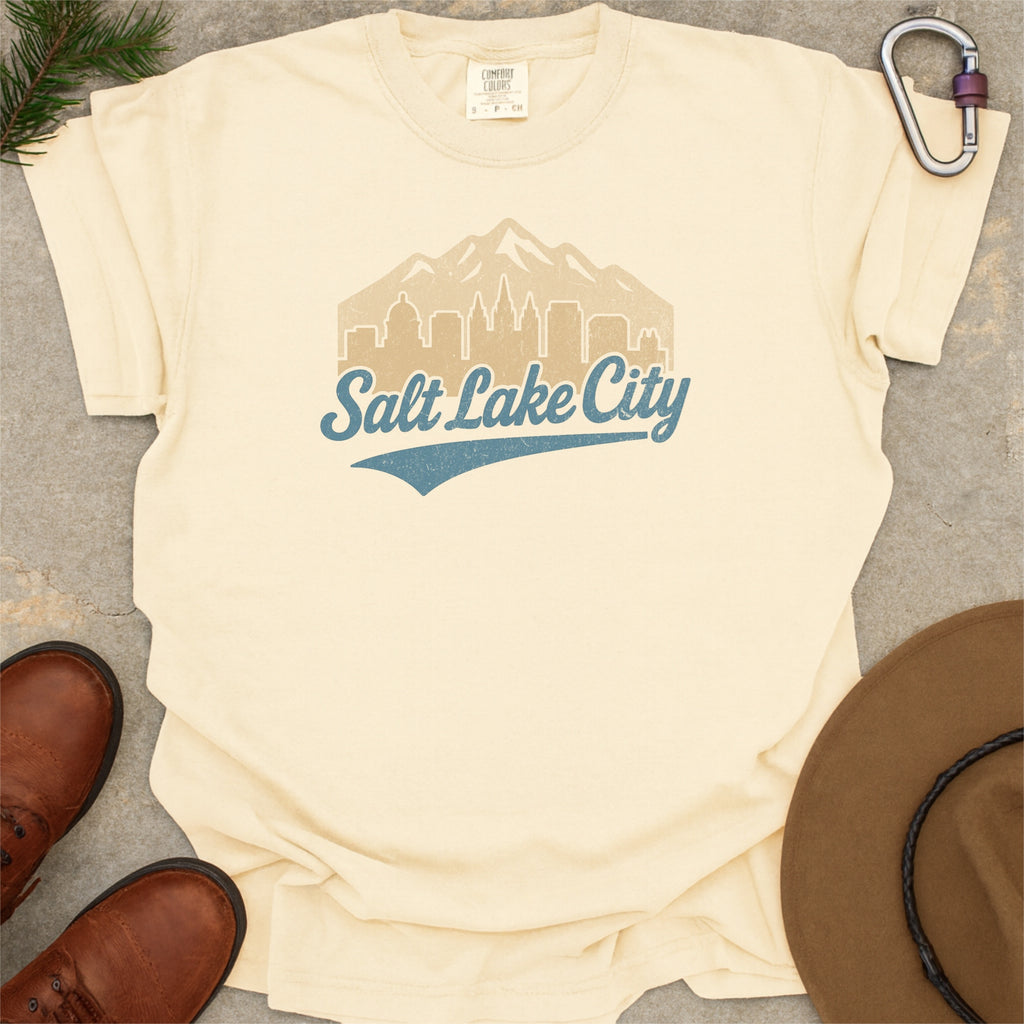 Salt Lake City Skyline with Retro Swoosh Comfort Colors Souvenir T-Shirt