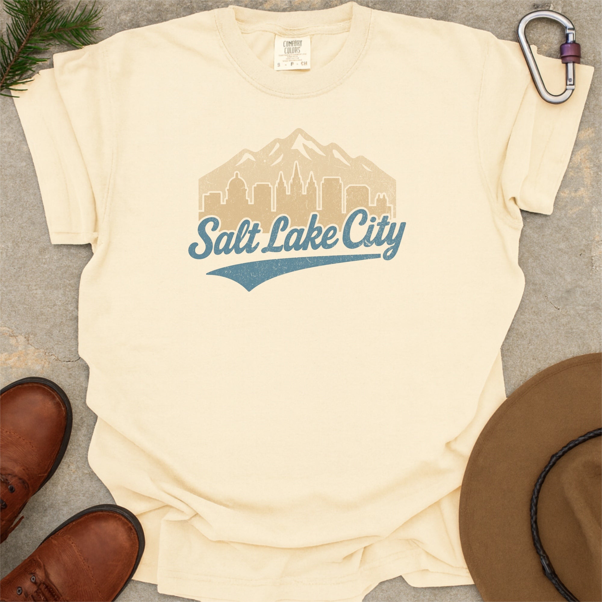 Salt Lake City Skyline with Retro Swoosh Comfort Colors Souvenir T-Shirt