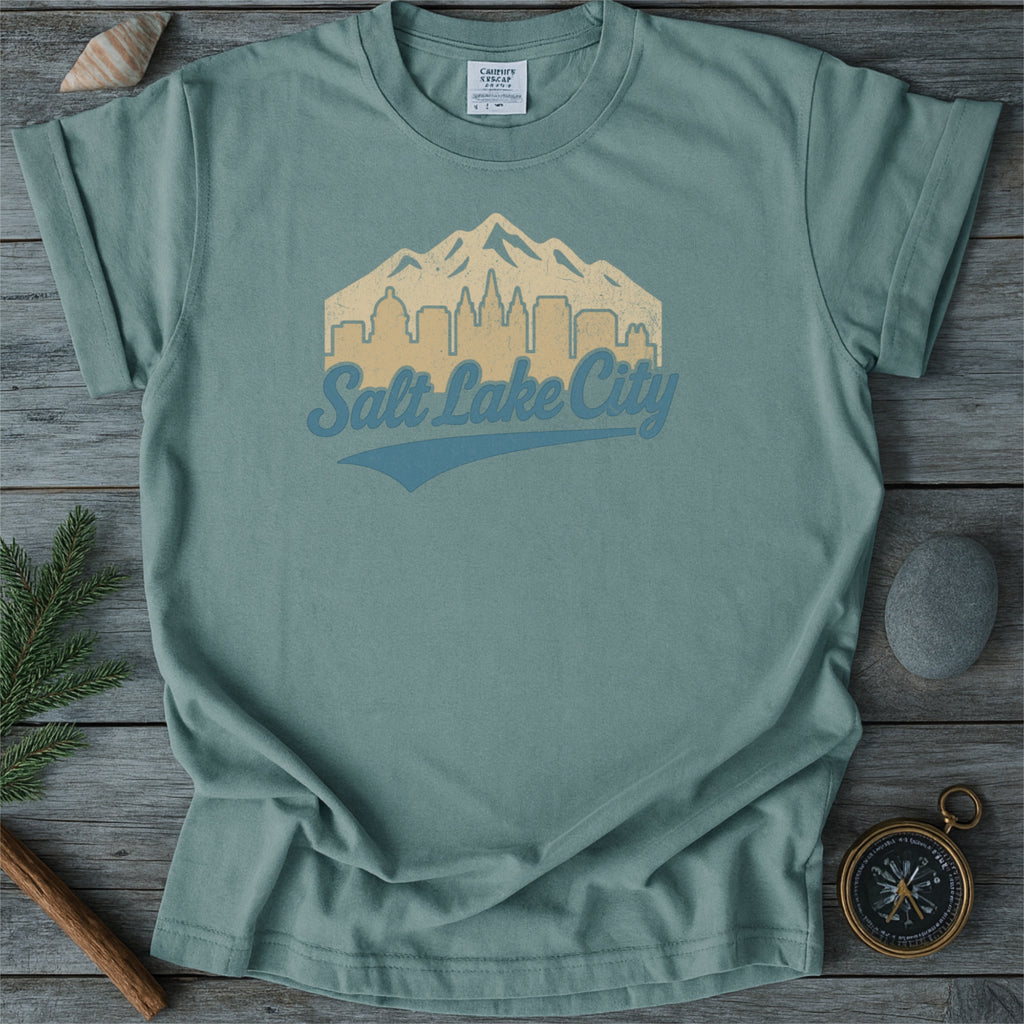 Salt Lake City Skyline with Retro Swoosh Comfort Colors Souvenir T-Shirt