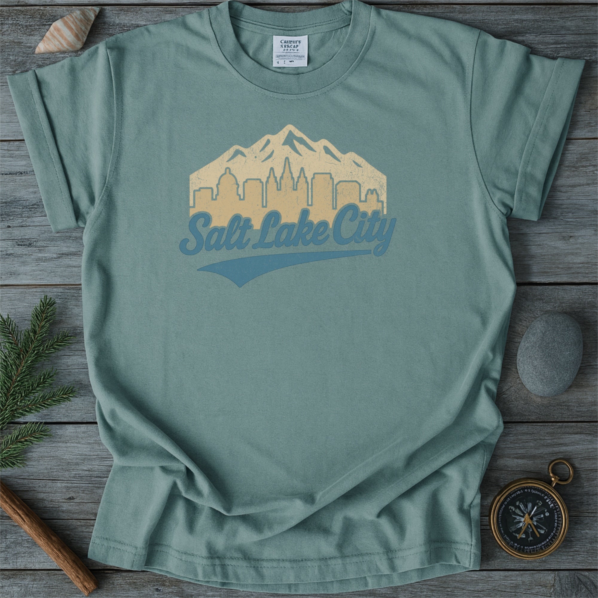 Salt Lake City Skyline with Retro Swoosh Comfort Colors Souvenir T-Shirt