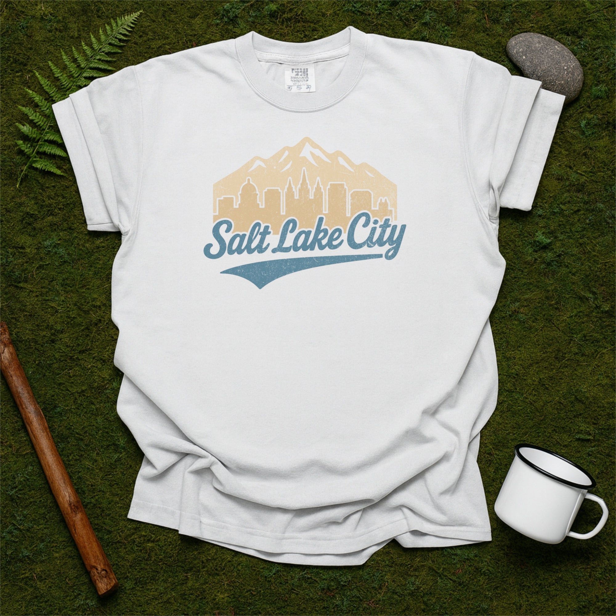 Salt Lake City Skyline with Retro Swoosh Comfort Colors Souvenir T-Shirt