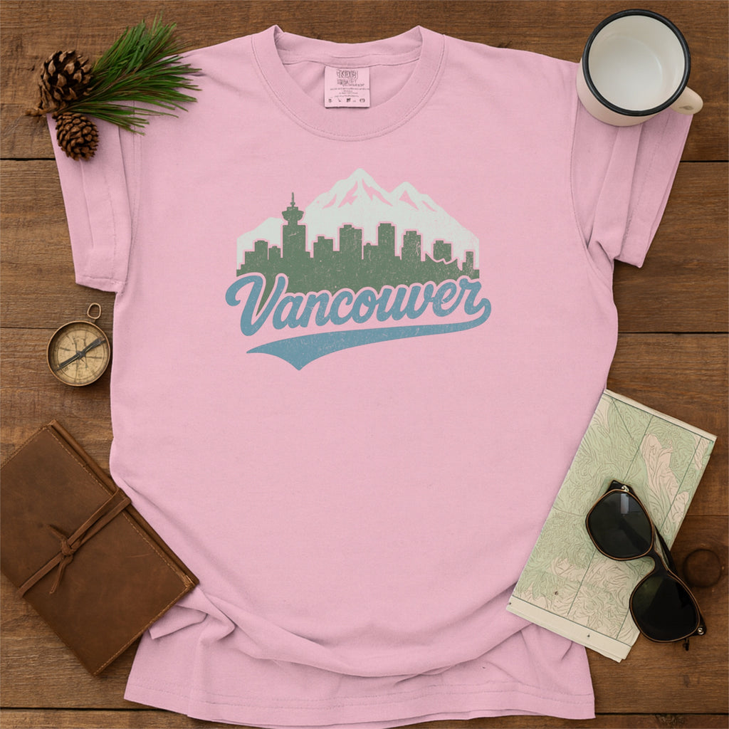 Vancouver BC Skyline with Retro Swoosh Comfort Colors Souvenir T-Shirt