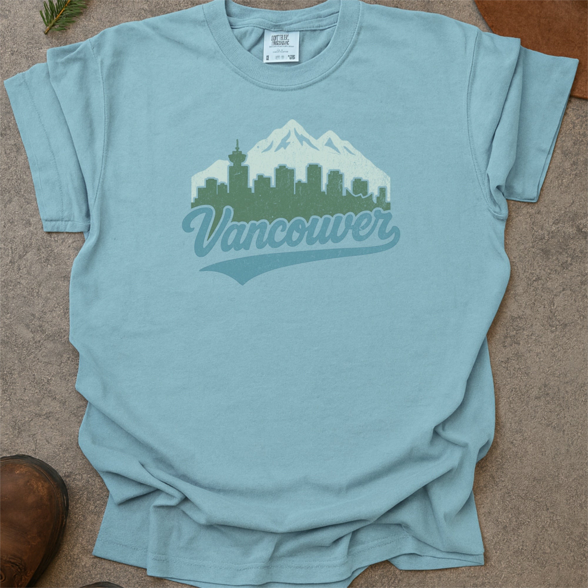 Vancouver BC Skyline with Retro Swoosh Comfort Colors Souvenir T-Shirt