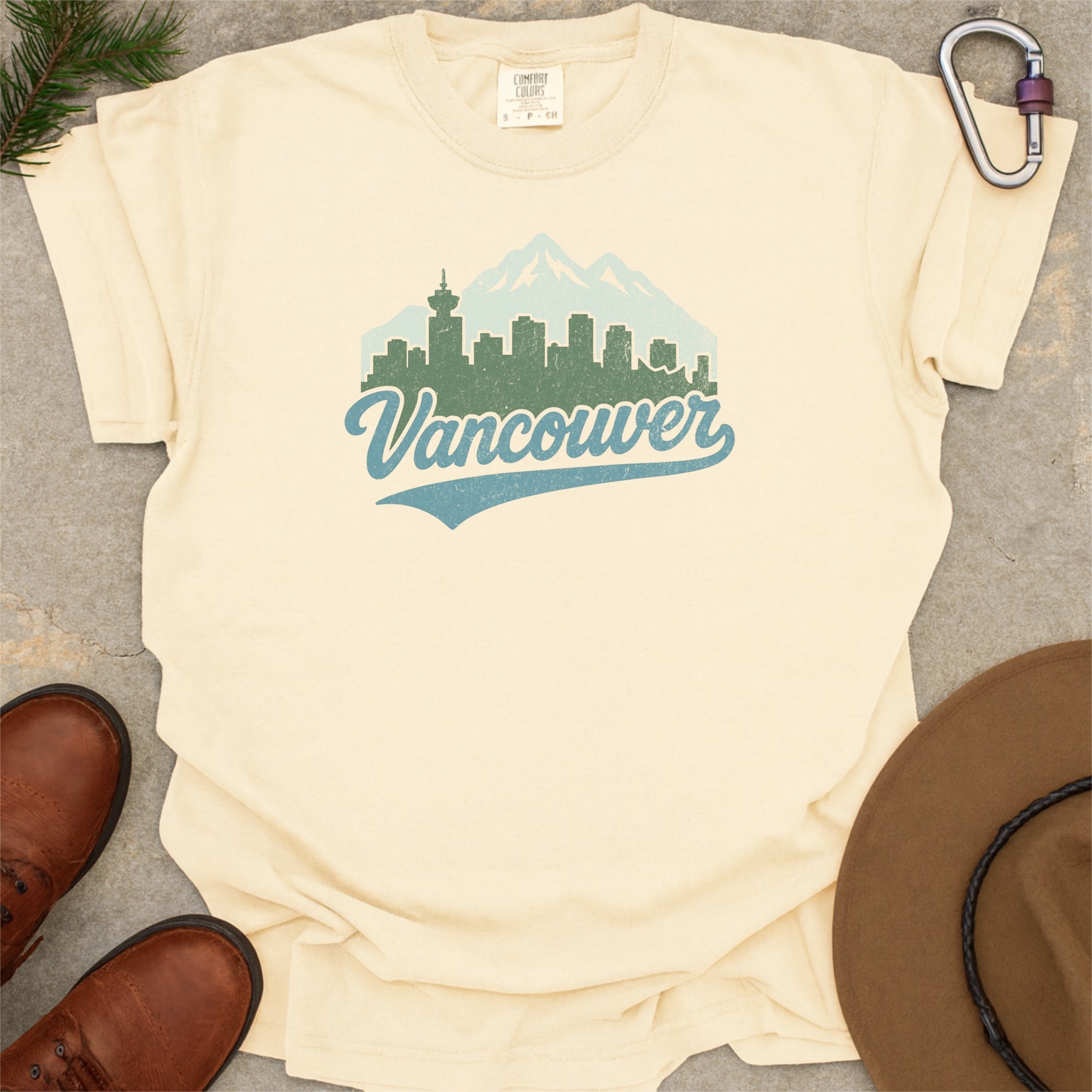 Vancouver BC Skyline with Retro Swoosh Comfort Colors Souvenir T-Shirt