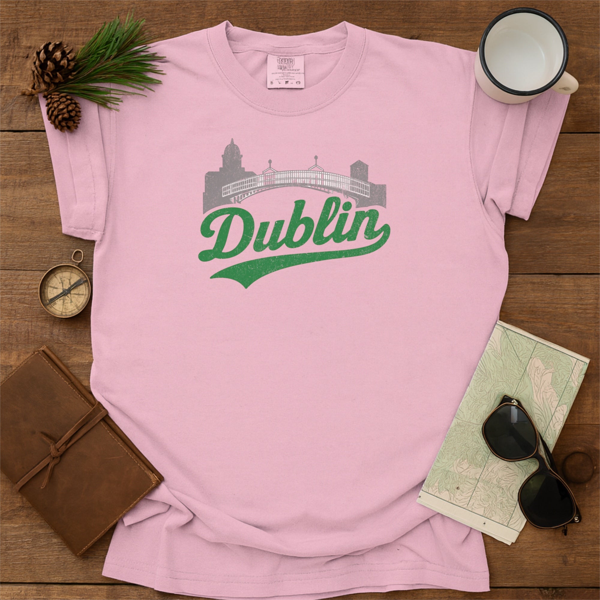 Dublin Ireland Skyline with Retro Swoosh Comfort Colors Souvenir T-Shirt