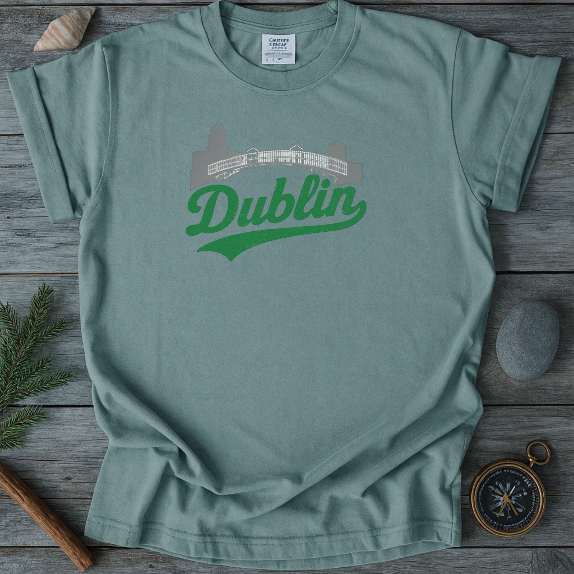 Dublin Ireland Skyline with Retro Swoosh Comfort Colors Souvenir T-Shirt