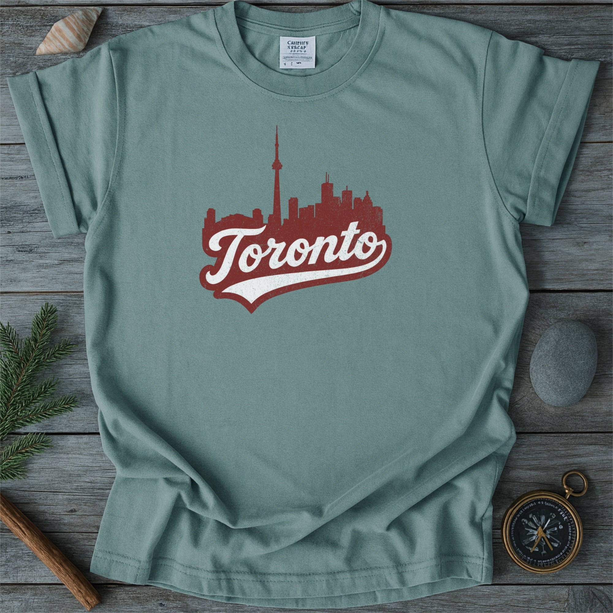 Toronto Canada Skyline with Retro Swoosh Comfort Colors Souvenir T-Shirt