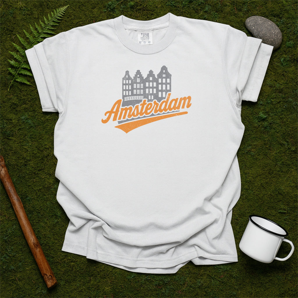 Amsterdam Skyline with Retro Swoosh Comfort Colors Souvenir T-Shirt