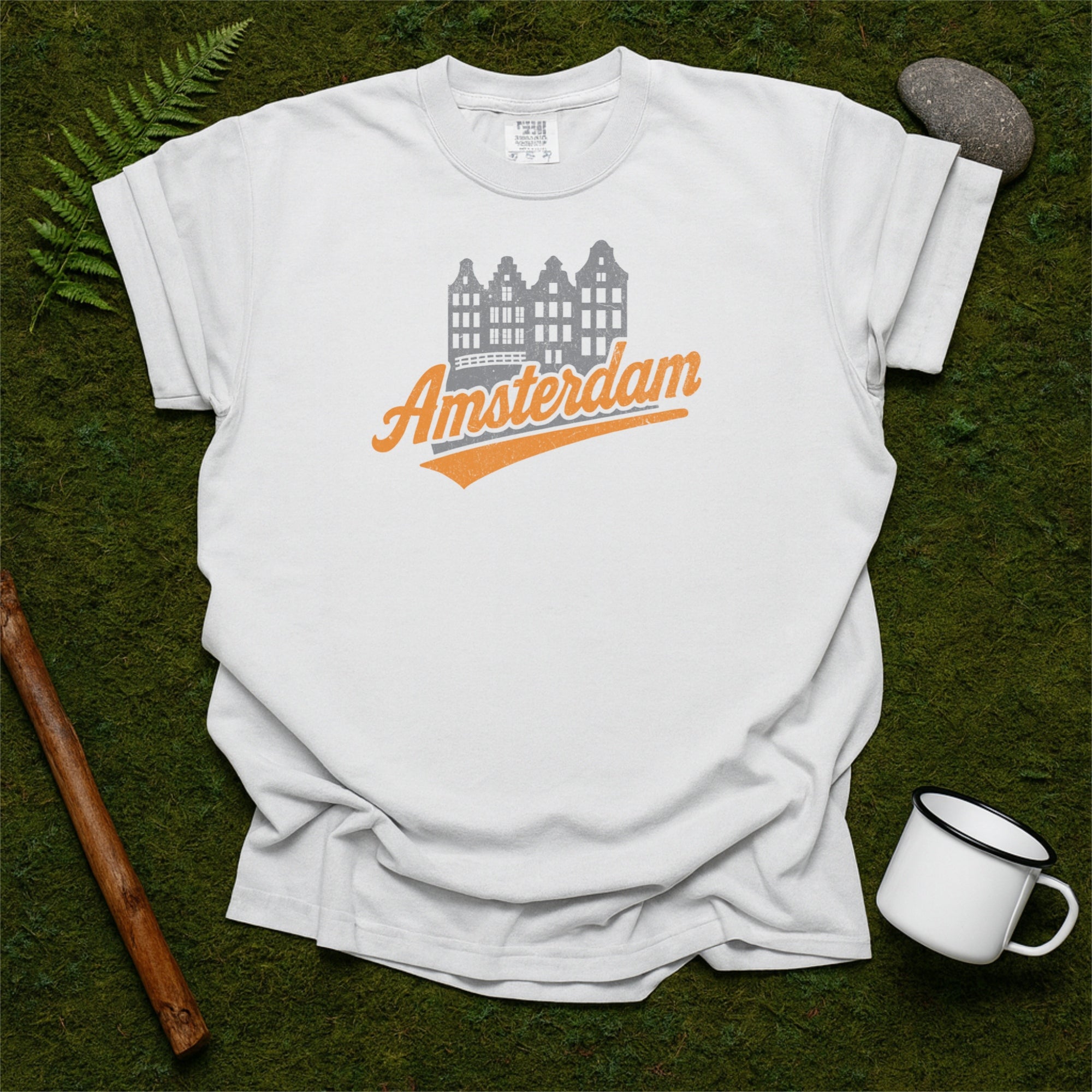 Amsterdam Skyline with Retro Swoosh Comfort Colors Souvenir T-Shirt