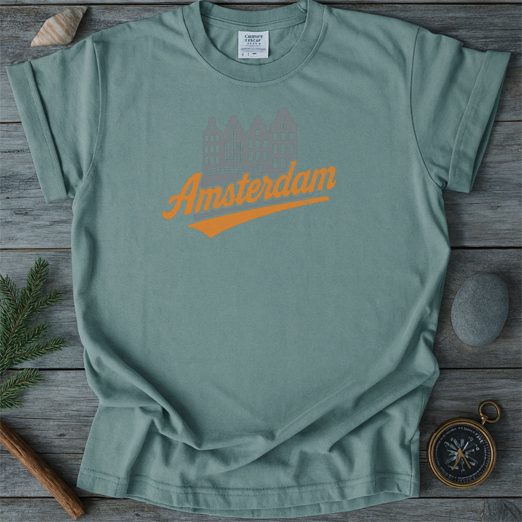 Amsterdam Skyline with Retro Swoosh Comfort Colors Souvenir T-Shirt