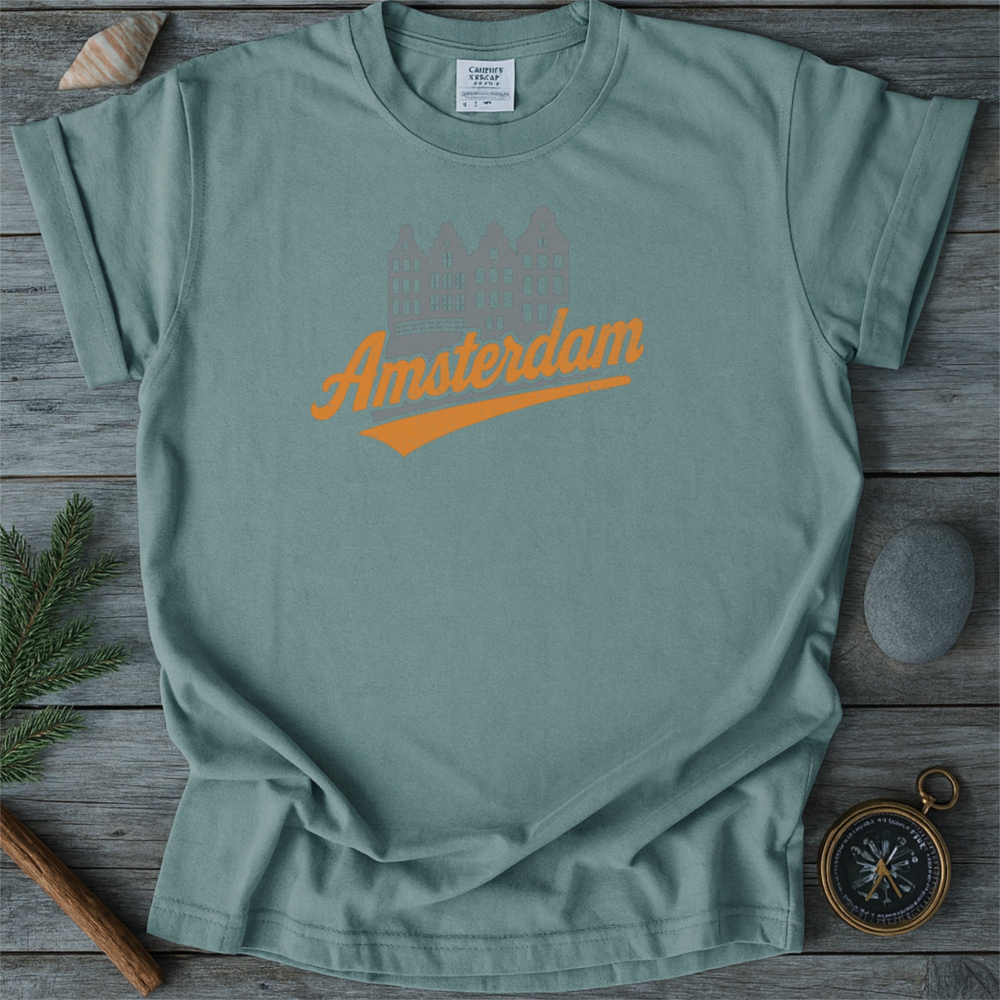 Amsterdam Skyline with Retro Swoosh Comfort Colors Souvenir T-Shirt