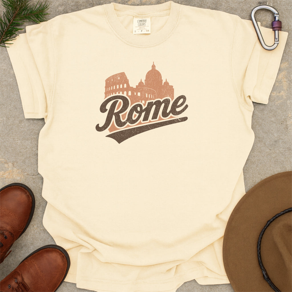 Rome Italy Skyline with Retro Swoosh Comfort Colors Souvenir T-Shirt