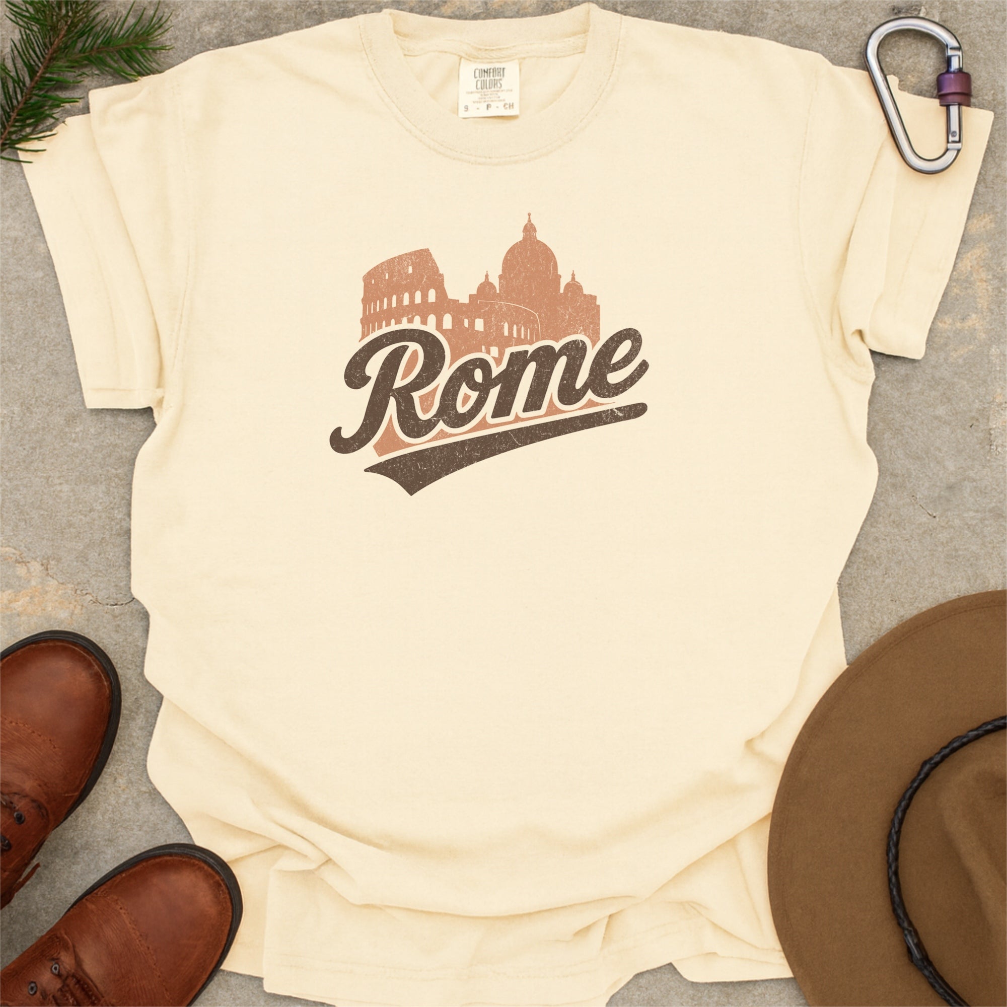 Rome Italy Skyline with Retro Swoosh Comfort Colors Souvenir T-Shirt