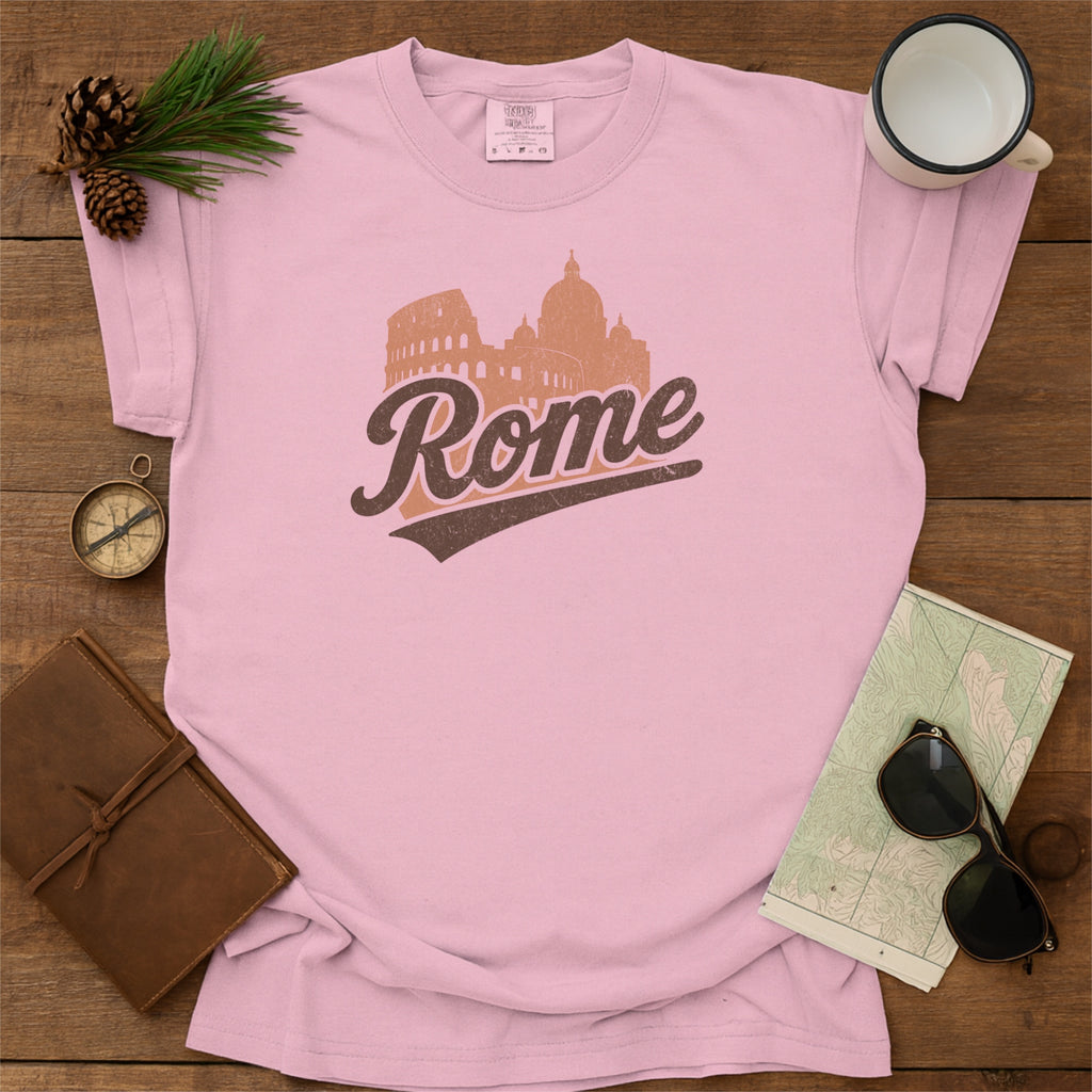 Rome Italy Skyline with Retro Swoosh Comfort Colors Souvenir T-Shirt