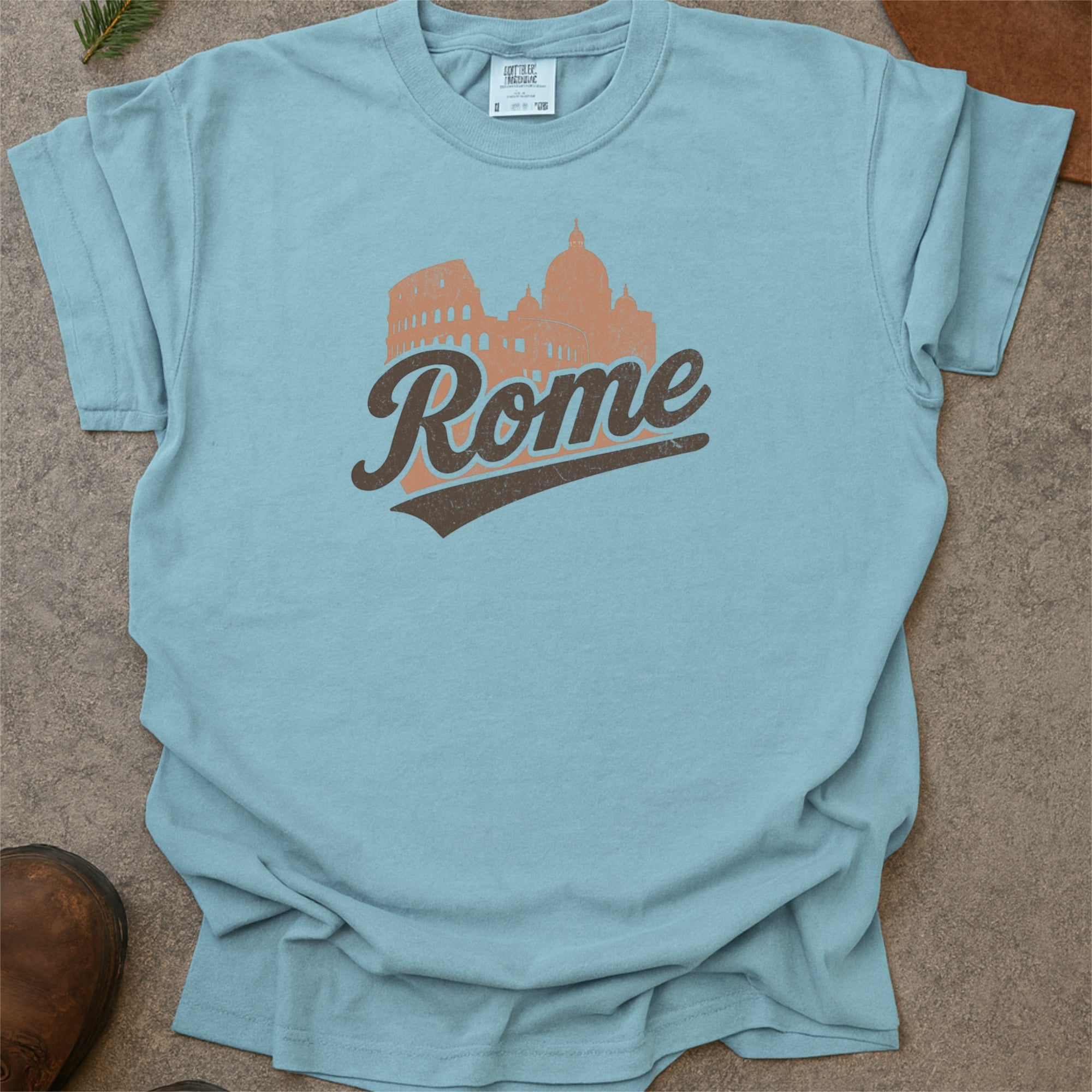 Rome Italy Skyline with Retro Swoosh Comfort Colors Souvenir T-Shirt
