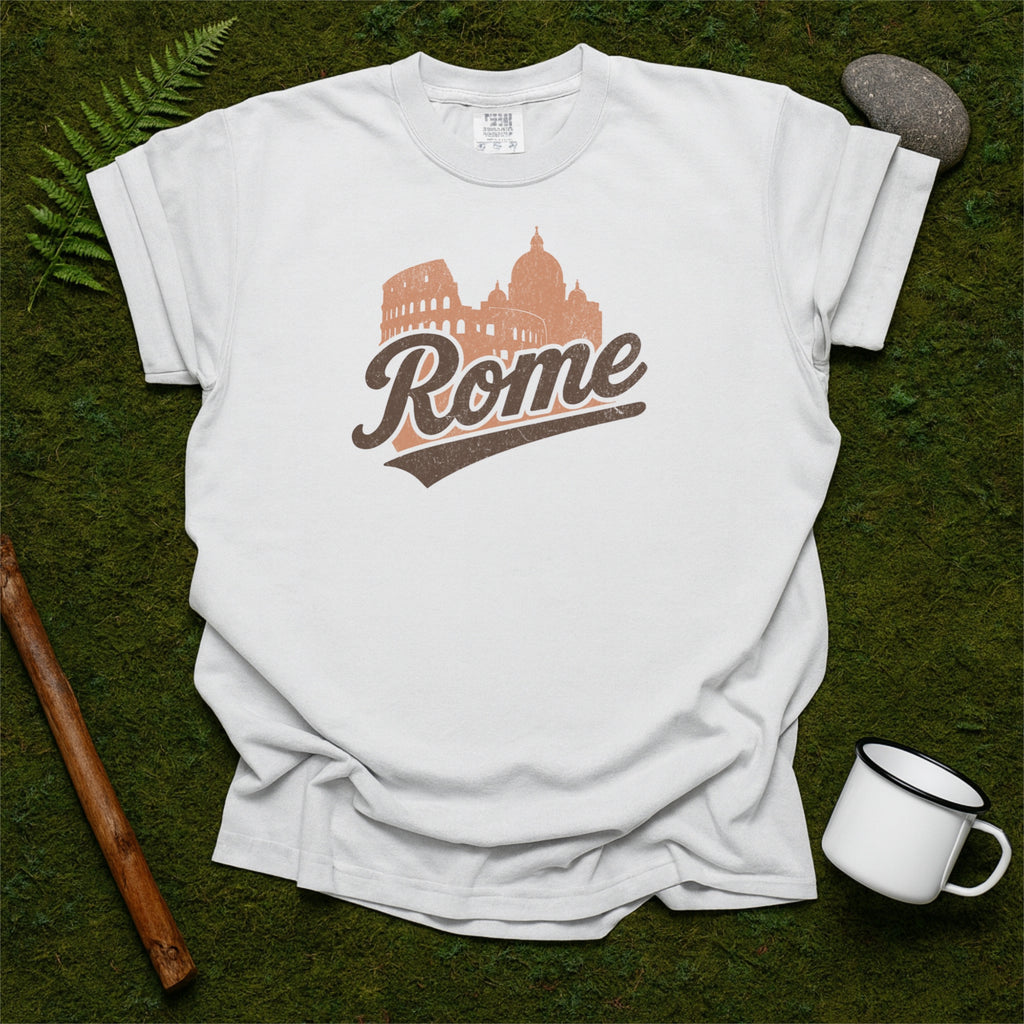 Rome Italy Skyline with Retro Swoosh Comfort Colors Souvenir T-Shirt