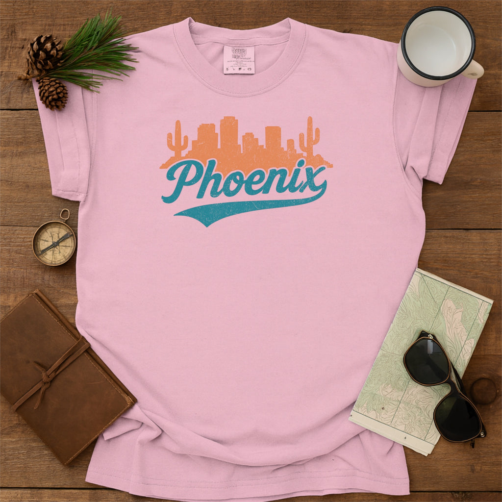 Phoenix Arizona Skyline with Retro Swoosh Comfort Colors Souvenir T-Shirt
