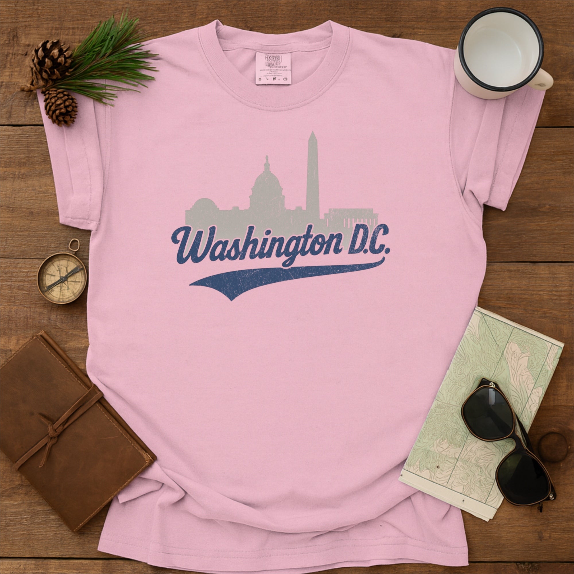 Washington DC Skyline with Retro Swoosh Comfort Colors Souvenir T-Shirt