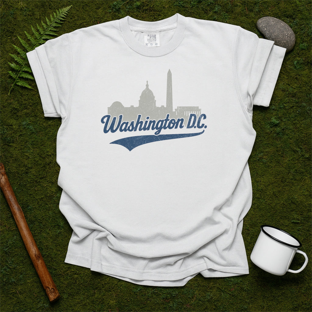 Washington DC Skyline with Retro Swoosh Comfort Colors Souvenir T-Shirt
