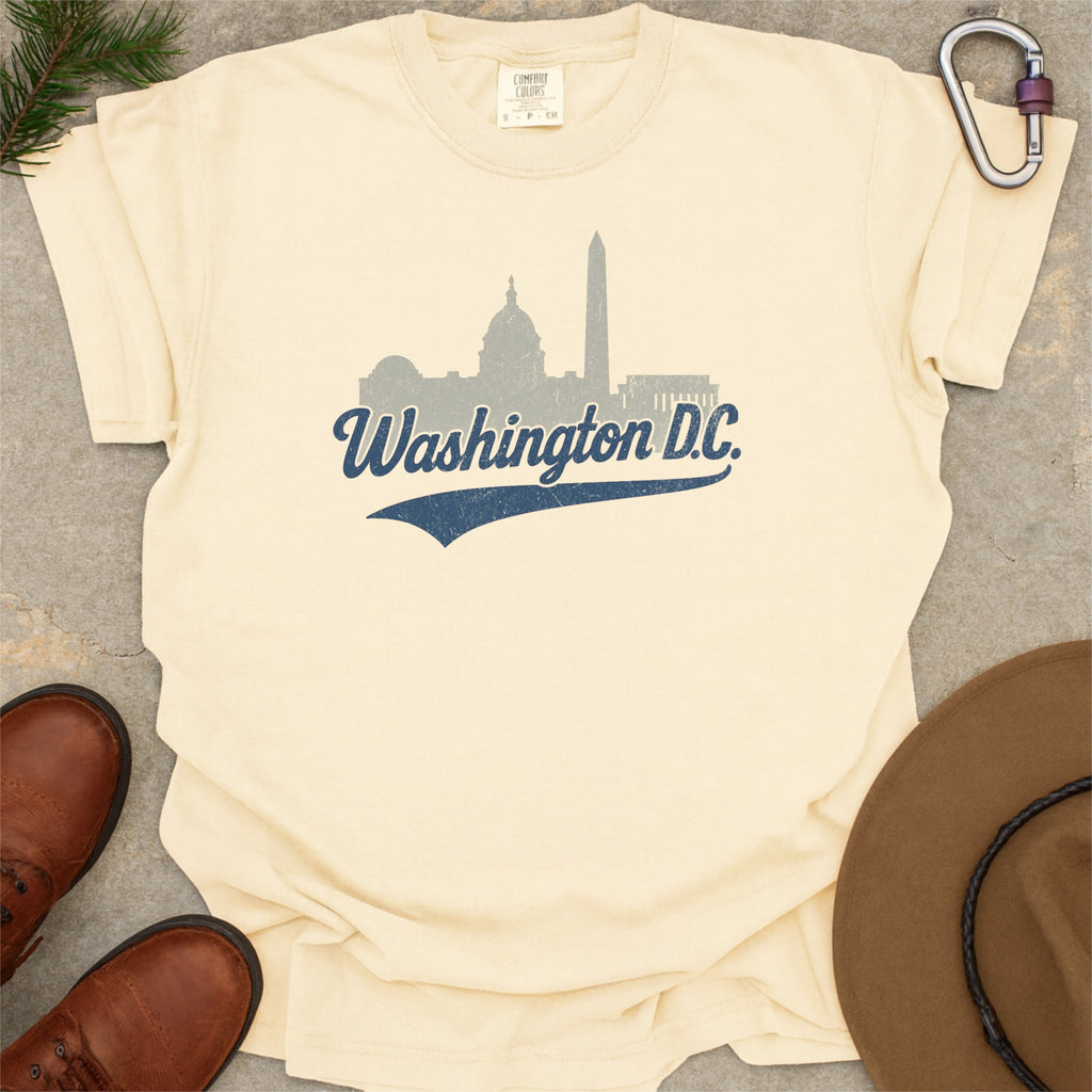 Washington DC Skyline with Retro Swoosh Comfort Colors Souvenir T-Shirt