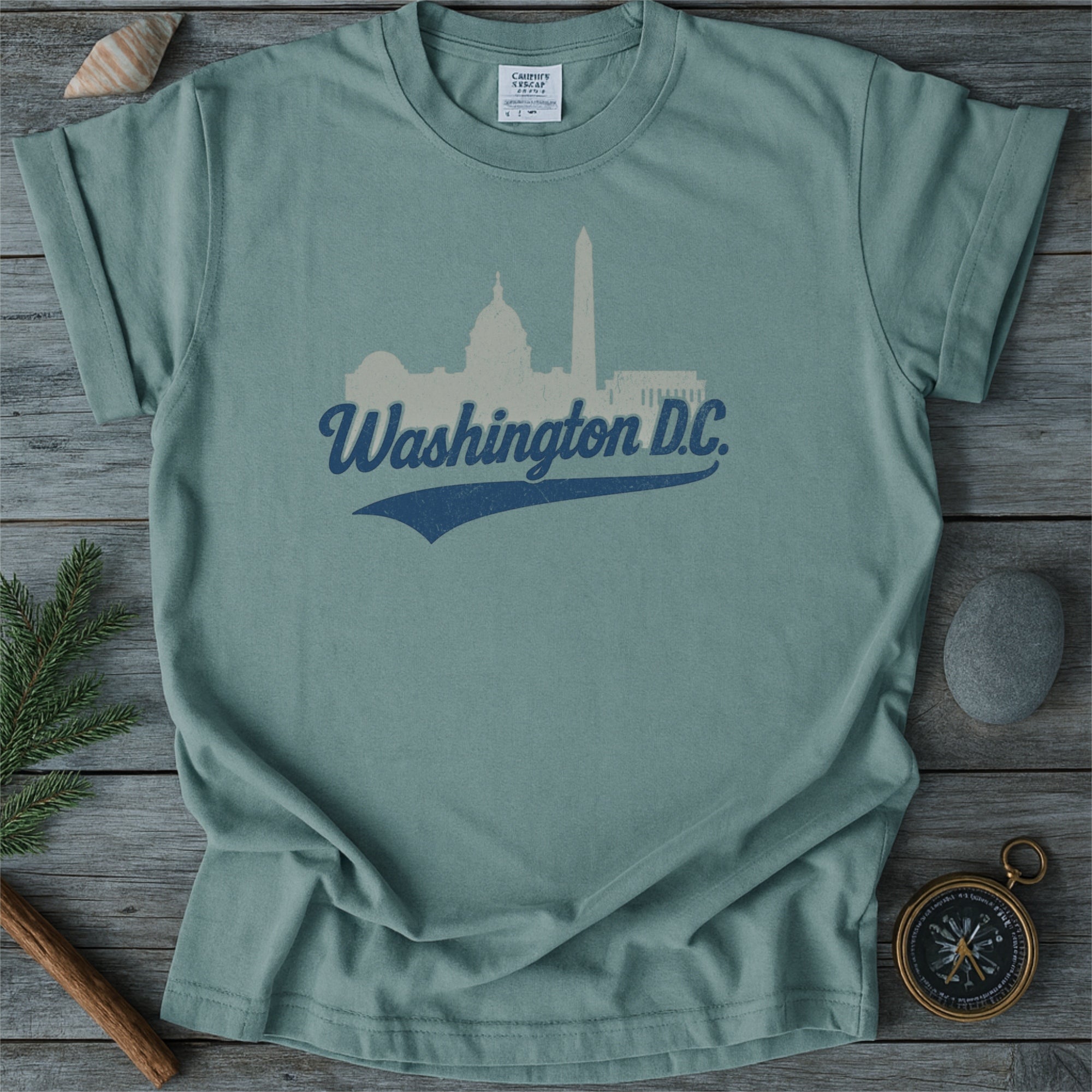 Washington DC Skyline with Retro Swoosh Comfort Colors Souvenir T-Shirt