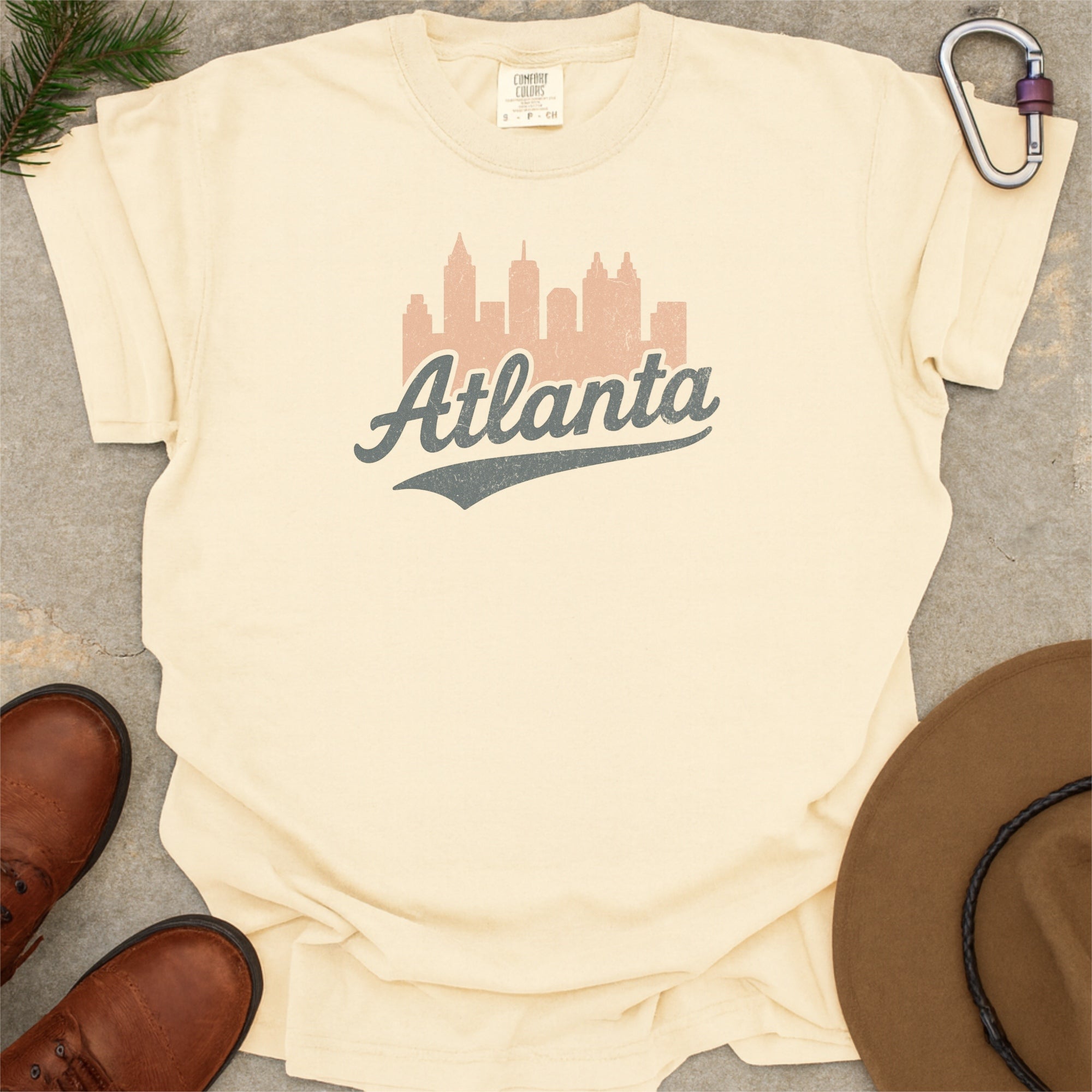 Atlanta Georgia Skyline with Retro Swoosh Comfort Colors Souvenir T-Shirt