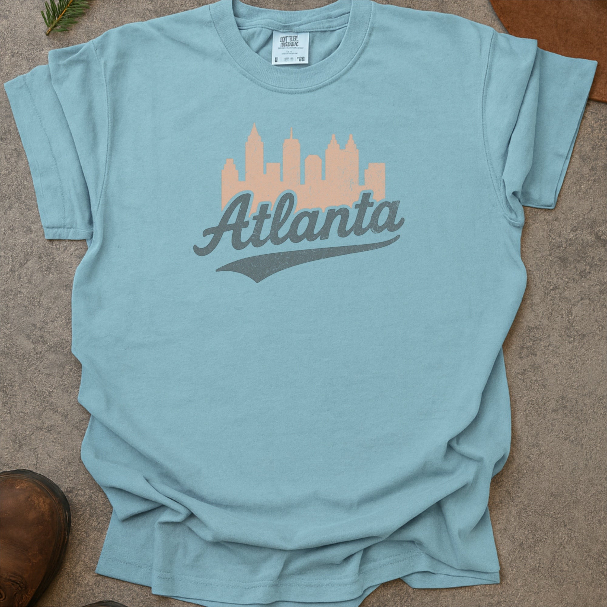 Atlanta Georgia Skyline with Retro Swoosh Comfort Colors Souvenir T-Shirt
