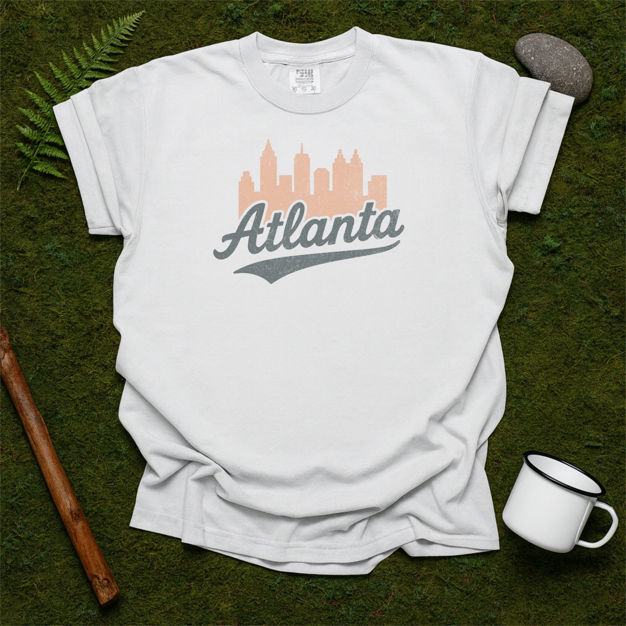 Atlanta Georgia Skyline with Retro Swoosh Comfort Colors Souvenir T-Shirt