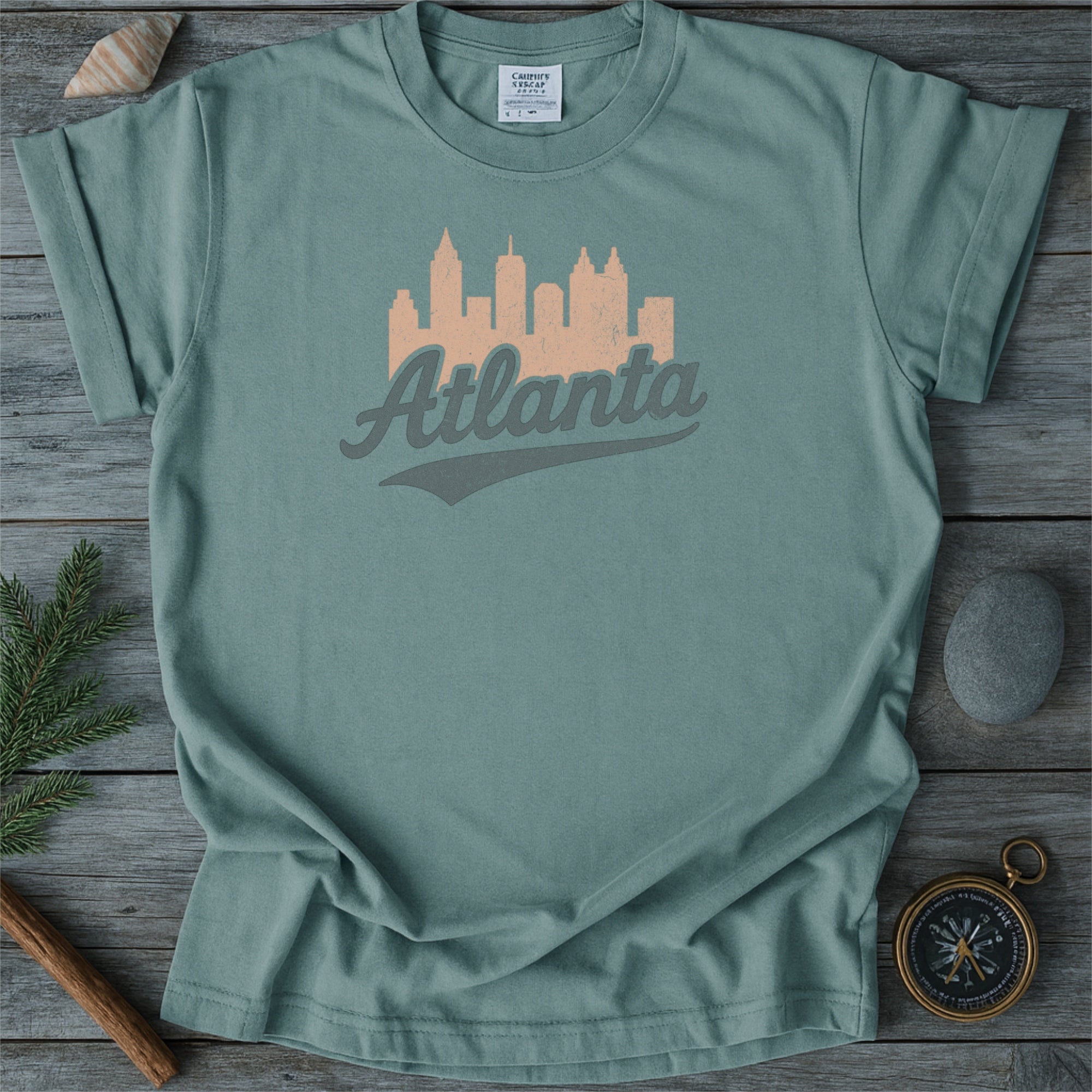 Atlanta Georgia Skyline with Retro Swoosh Comfort Colors Souvenir T-Shirt