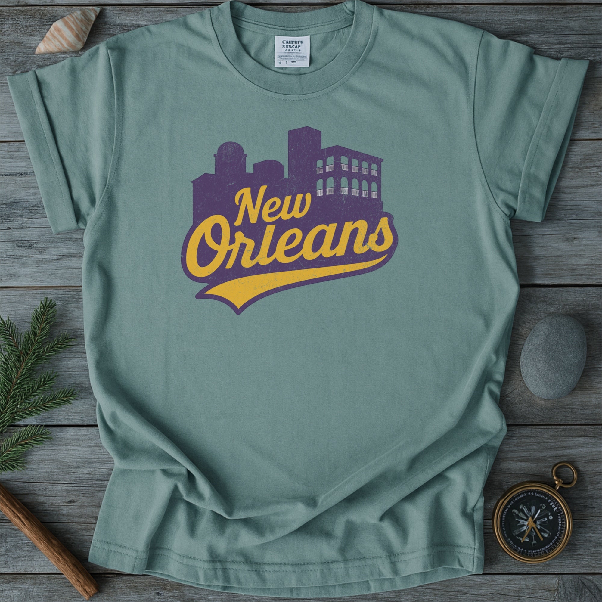 New Orleans Skyline with Retro Swoosh Comfort Colors Souvenir T-Shirt